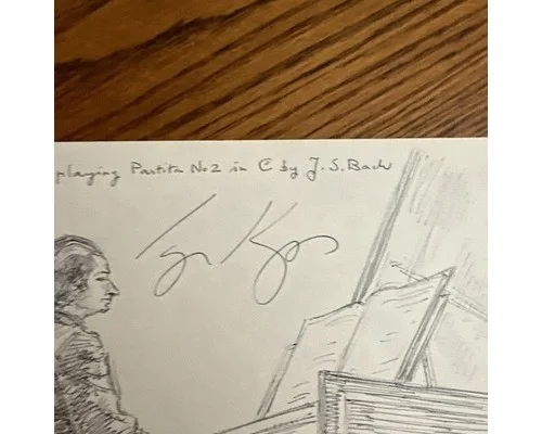 Igor Kipnis Bach Partita Drawing Georges Krishizki Art 1979 COA Keyboardist, изображение 3