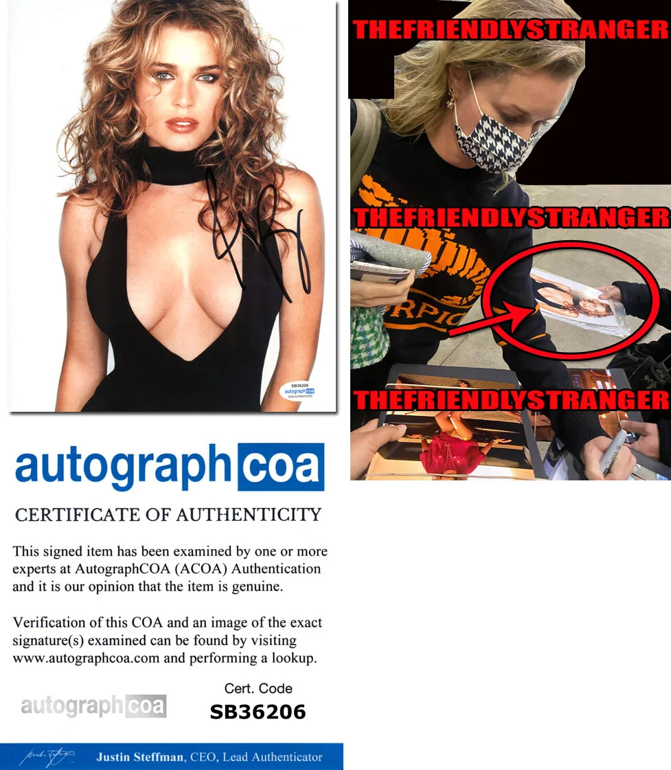 REBECCA ROMIJN — Rebecca Romijn signed 8x10 Photo EXACT PROOF h STAR TREK Sexy Cleavage ACOA COA