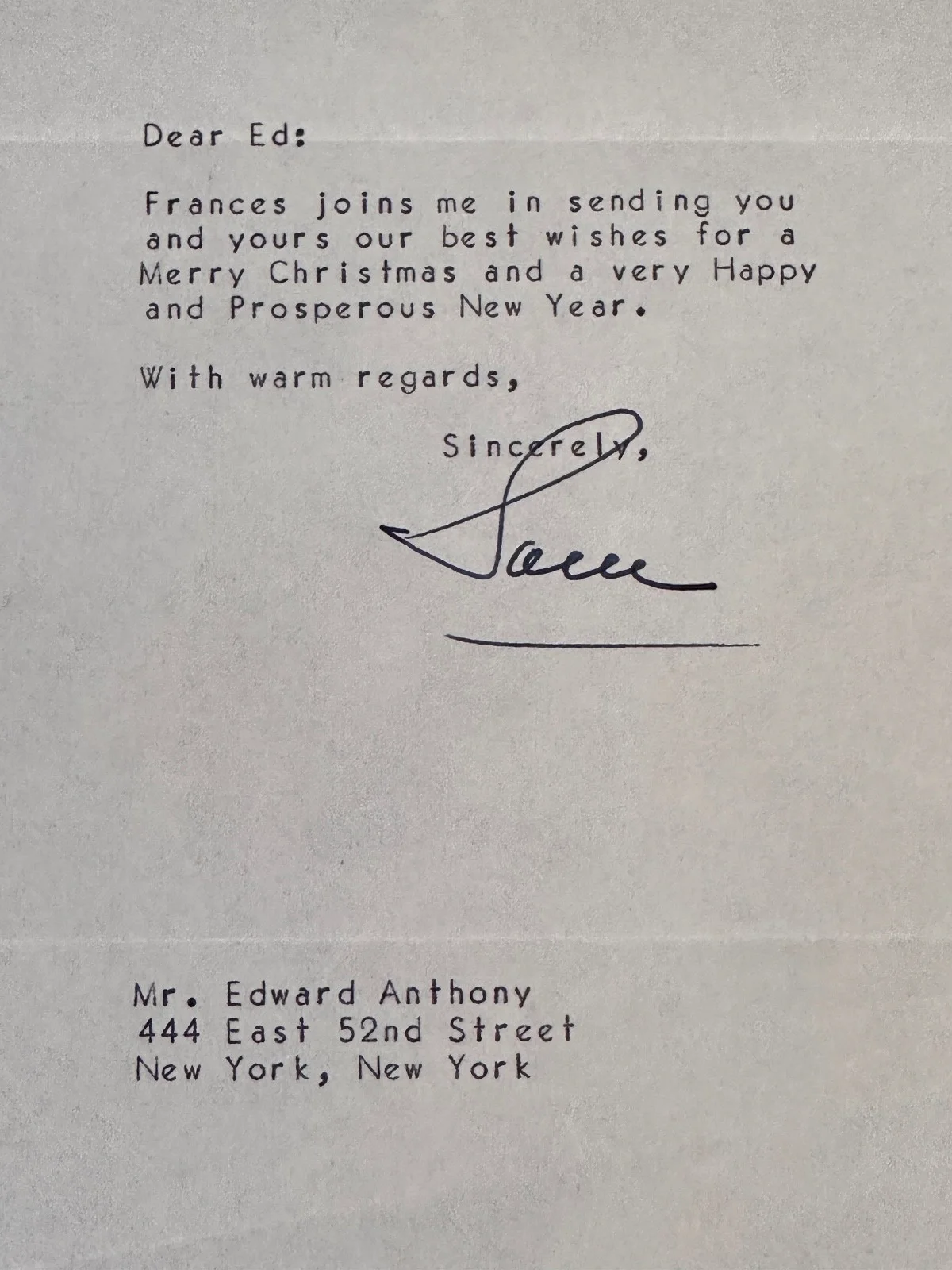 Samuel Goldwyn — SAMUEL GOLDWYN TLS - TYPED LETTER SIGNED wishing MERRY CHRISTMAS 12/15/1955, изображение 3