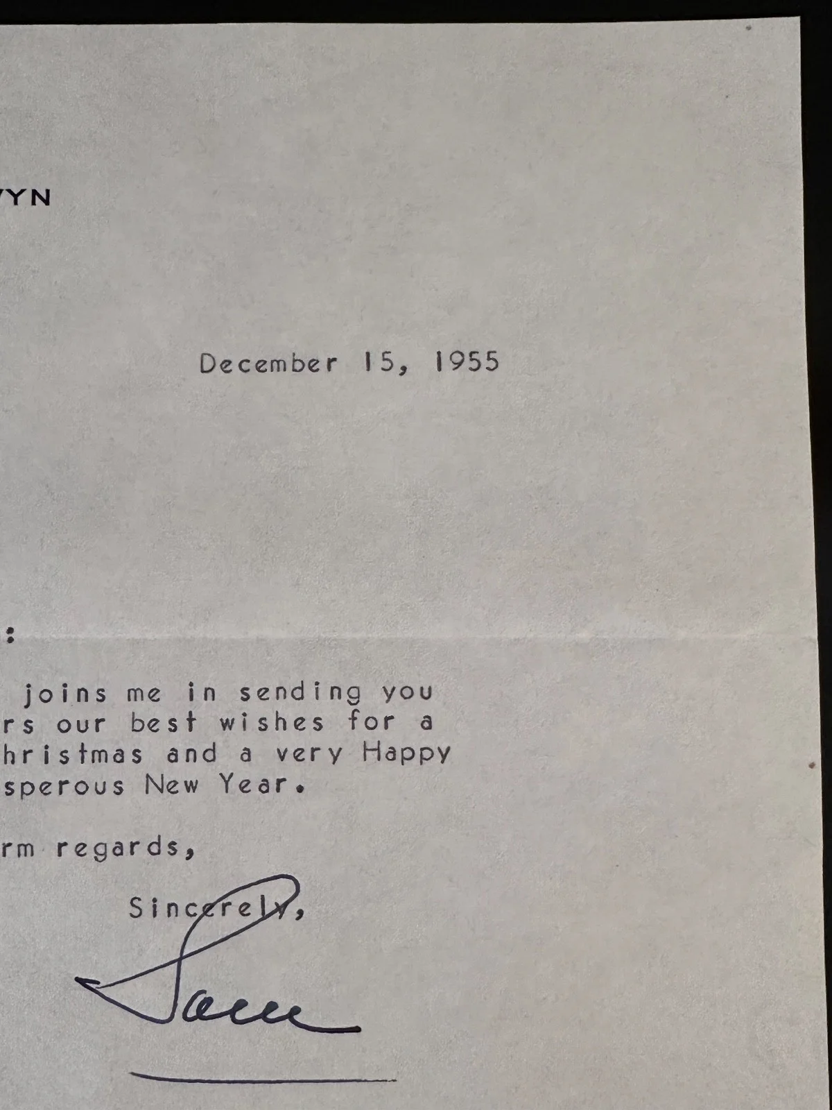 Samuel Goldwyn — SAMUEL GOLDWYN TLS - TYPED LETTER SIGNED wishing MERRY CHRISTMAS 12/15/1955, изображение 5