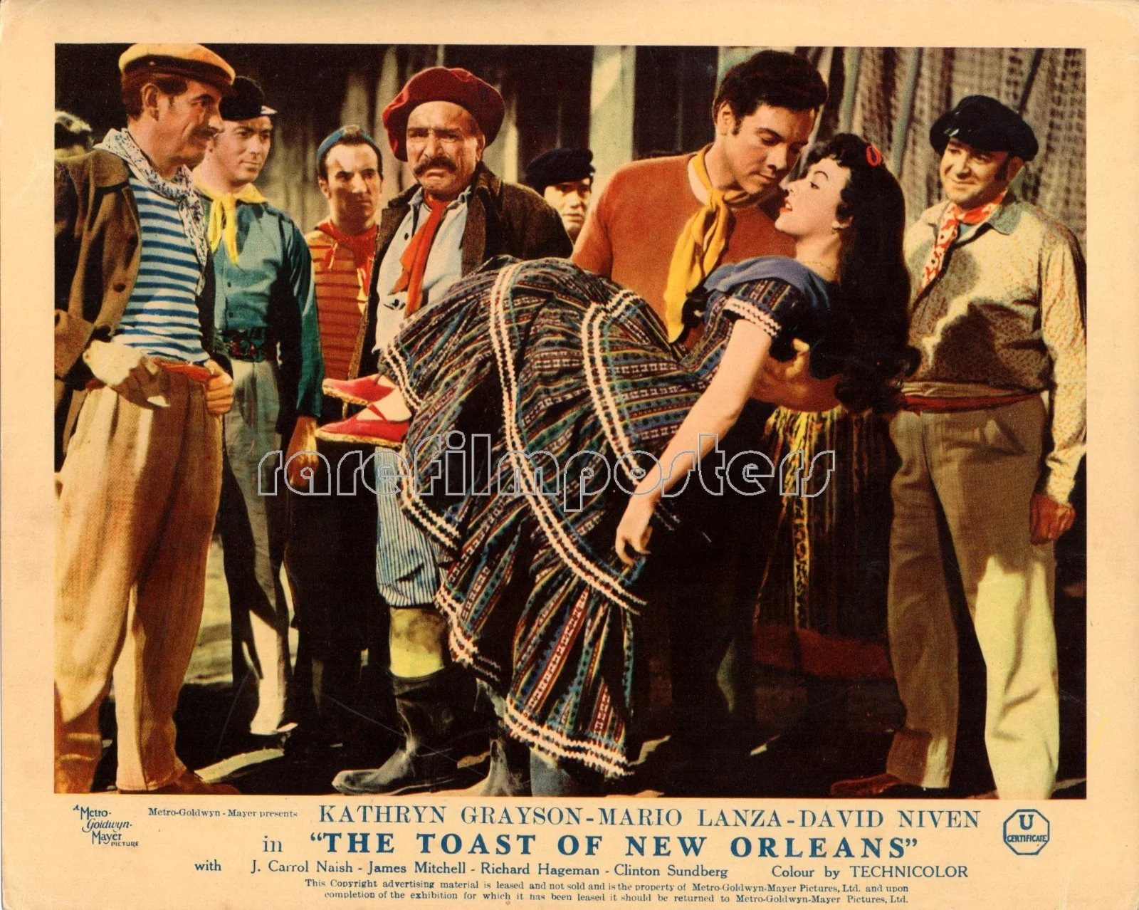 TOAST OF NEW ORLEANS 1950 Mario Lanza, Kathryn Grayson David Niven 3 LOBBY CARDS, изображение 3