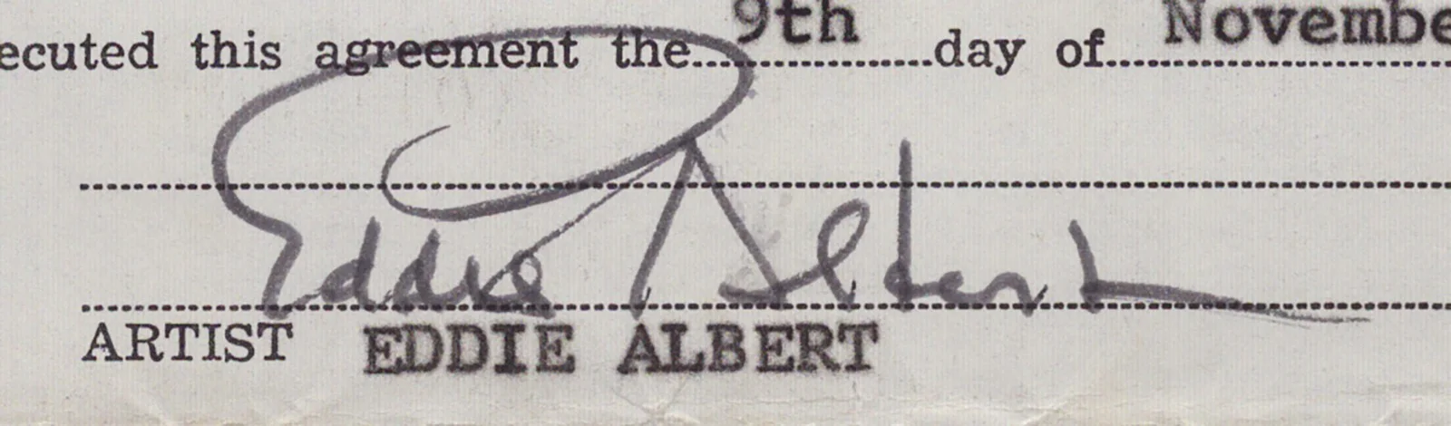 Eddie Albert — EDDIE ALBERT - DOCUMENT SIGNED 11/09/1965, image 3
