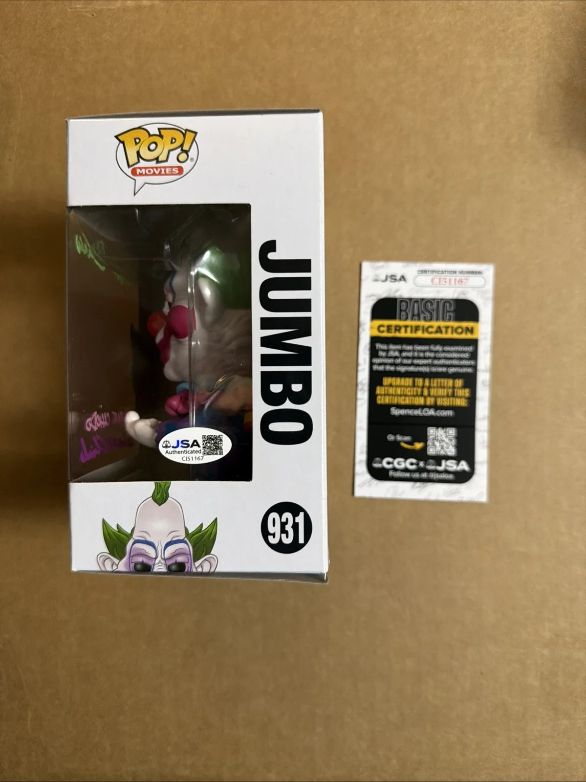 Stephen, Edward, Charles Chiodo — Chiodo Brothers Signed/Autographed Jumbo Funko Pop! Killer Klowns. JSA COA., изображение 2