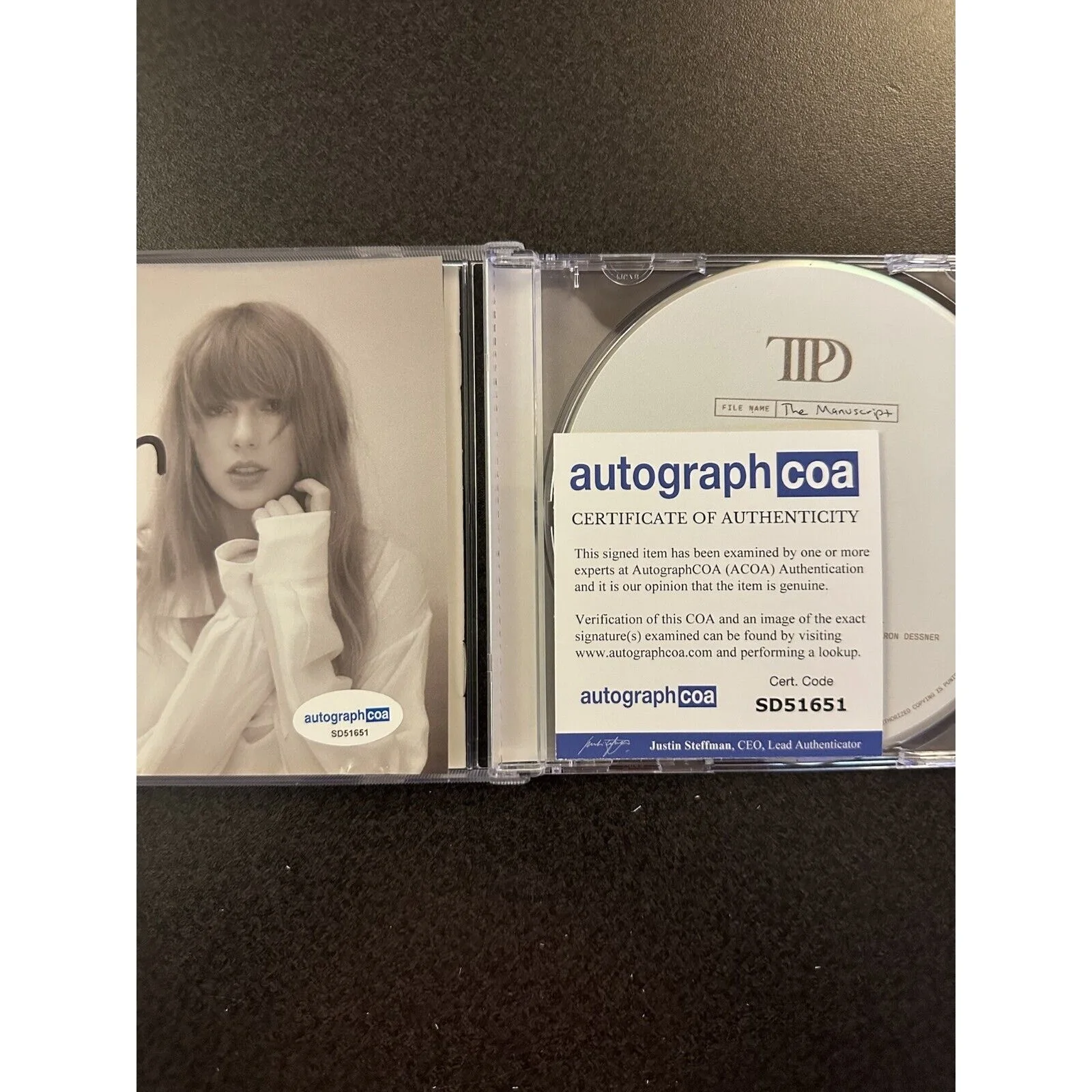 SIGNED Taylor Swift CD The Tortured Poets Department Autographed w/ COA SD51651, image 3