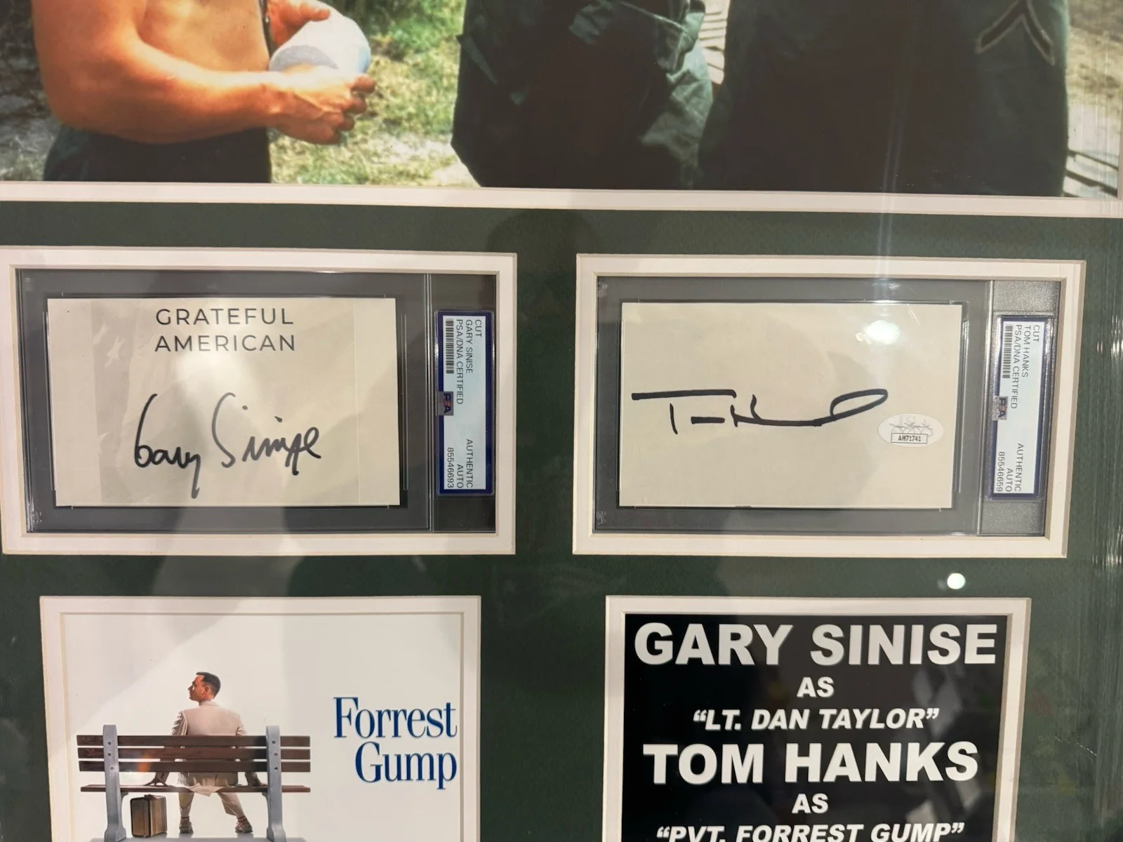 Tom Hanks And Gary Sinise Signed Autographed Framed Forrest Gump Photo With PSA, image 2