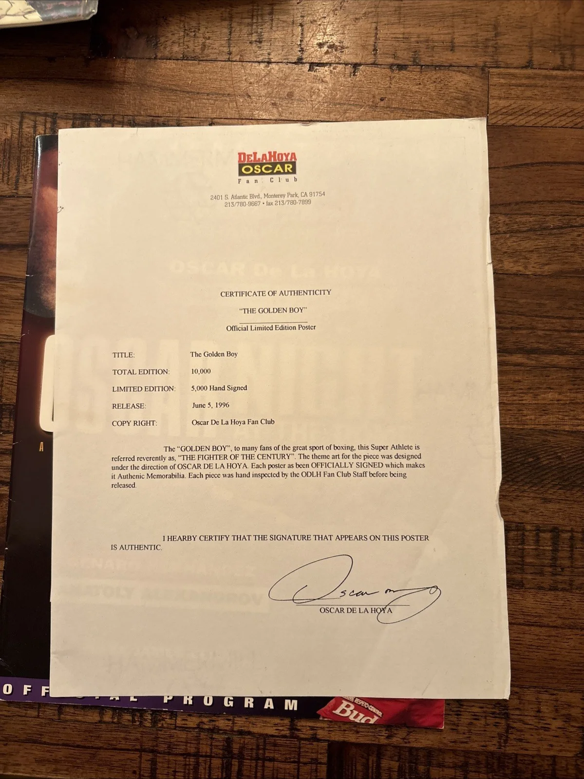 Oscar DeLaHoya Signed Autographed memorabilia and photos of fight in Texas, изображение 3
