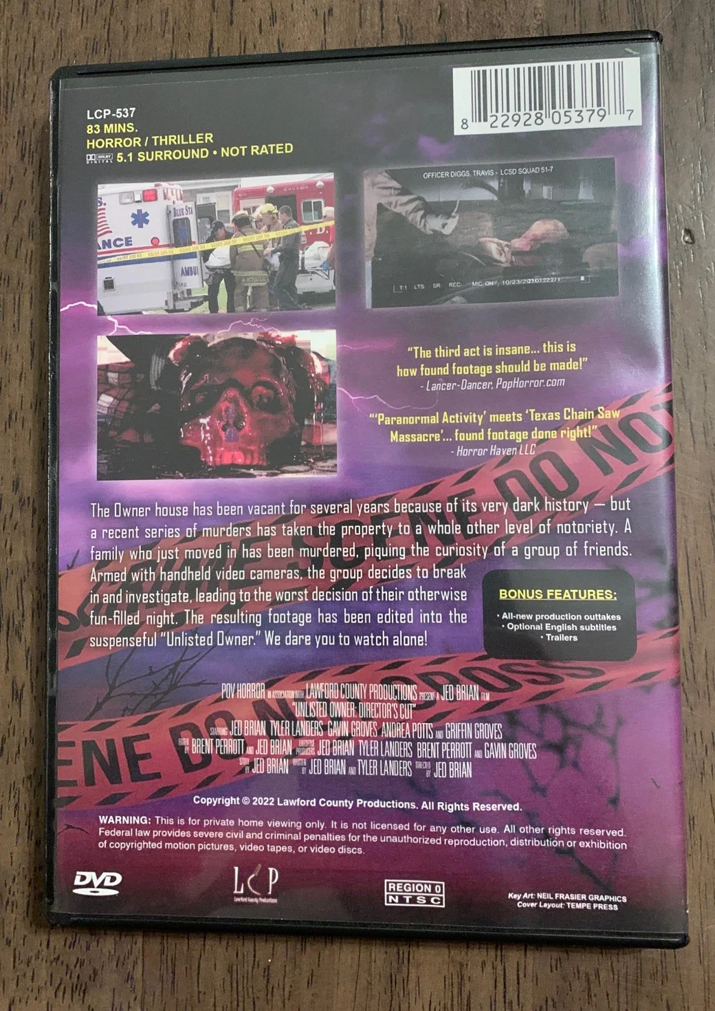 Unlisted Owner Directors Cut DVD Autographed By Actor Jed Brian, image 4