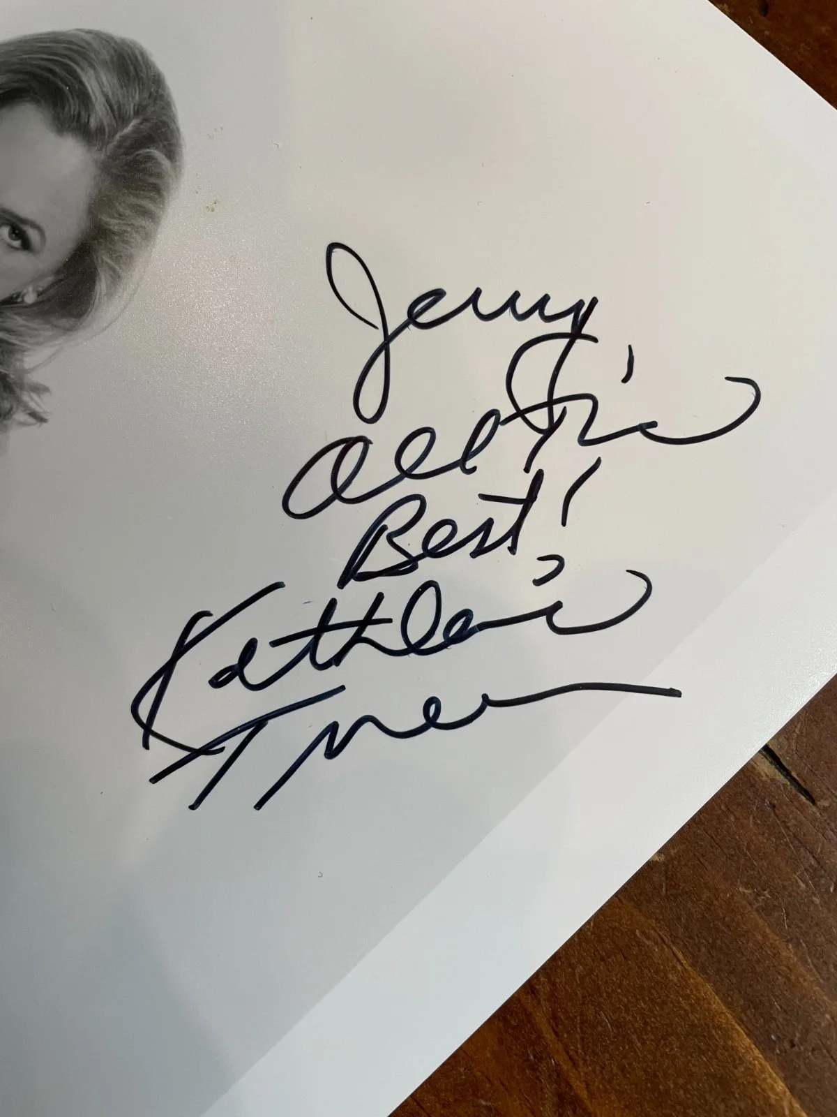 Kathleen Turner — Kathleen Turner Signed Autograph Signature 8x10 B&W Glossy Photograph, image 2