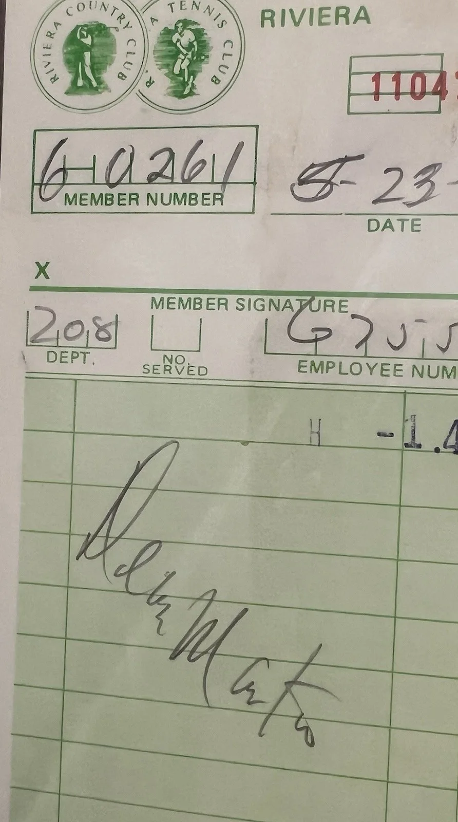 DEAN MARTIN PSA/DNA SIGNED RIVIERA COUNTRY CLUB RECEIPT & 8x10 PHOTO BEAUTIFUL, изображение 4