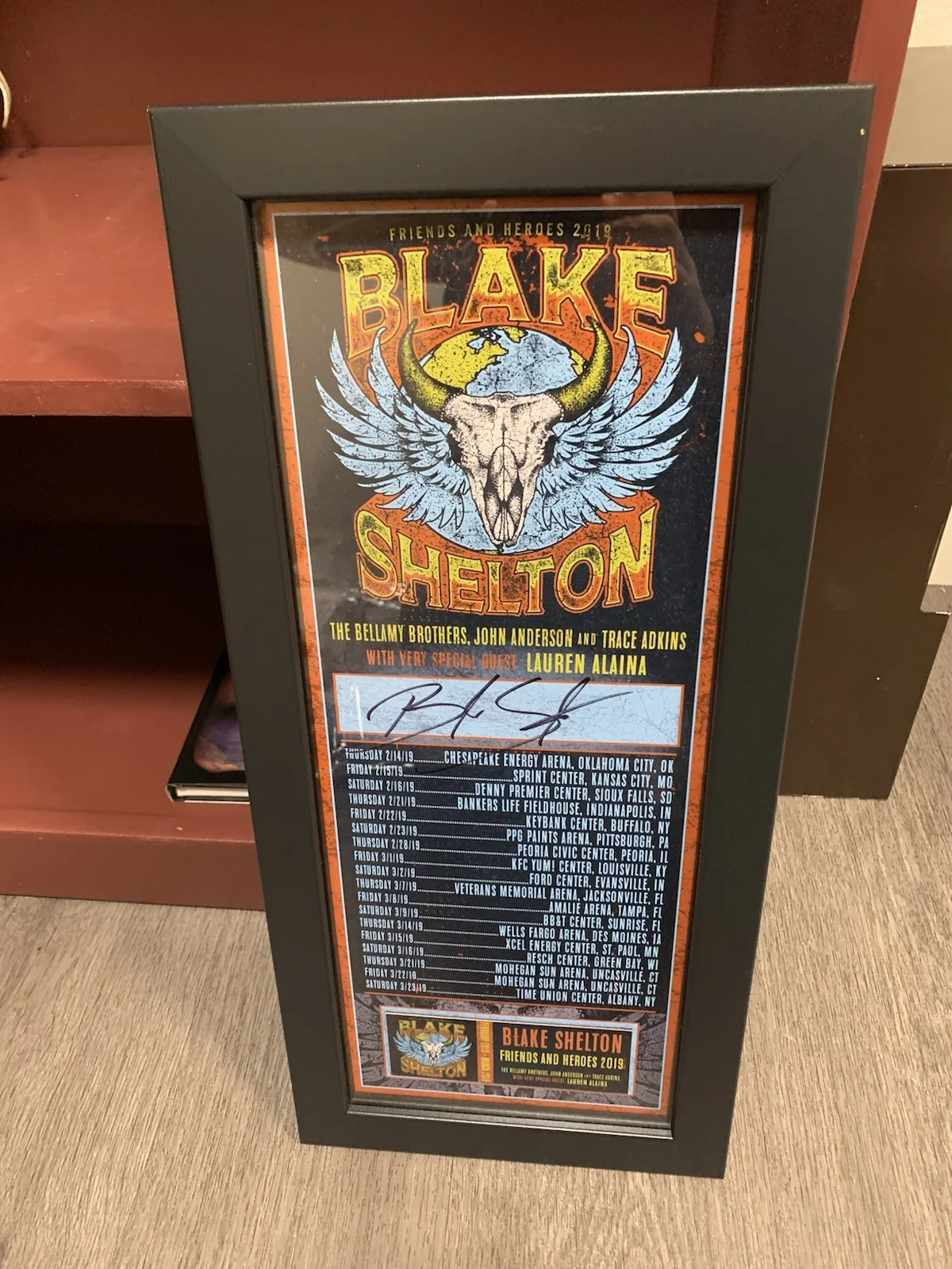 Blake Shelton Friends and Heroes Concert poster Hand Signed Framed, image 2