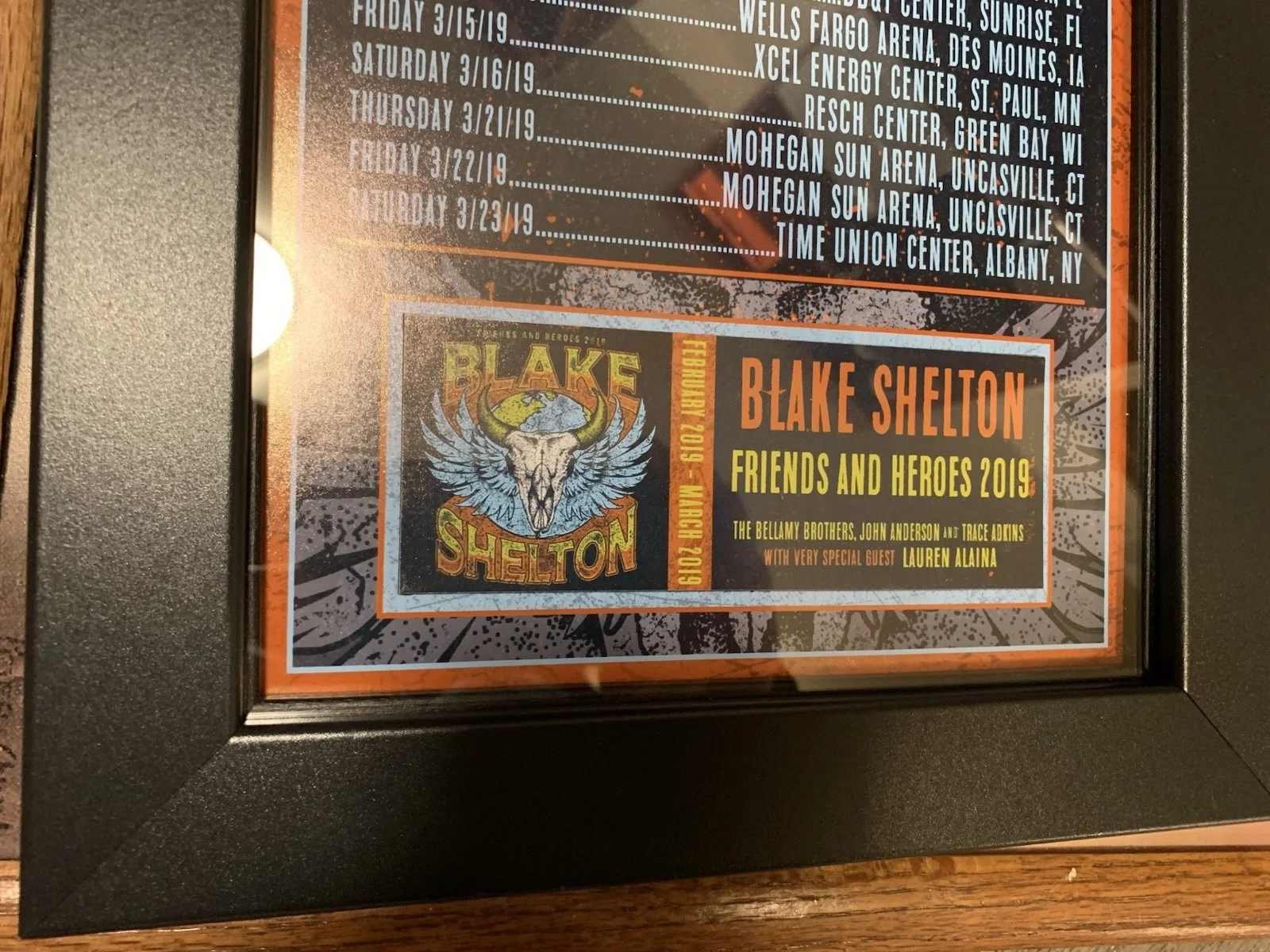 Blake Shelton Friends and Heroes Concert poster Hand Signed Framed, image 4