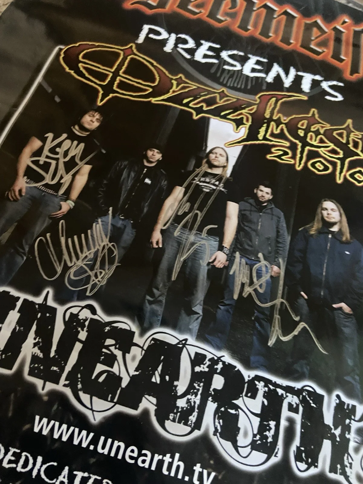 Jagermeister Ozzfest Unearth Signed Autographed Band Poster 2006, изображение 2