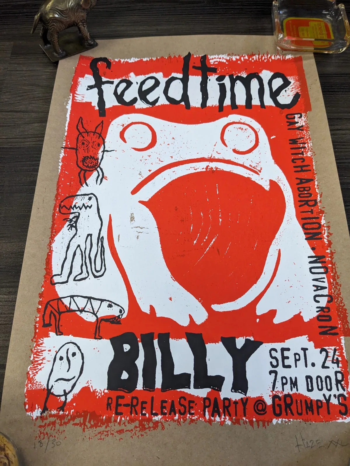 FEEDTIME Australian Noise Rock Band Poster Print 2017 Limited 18/30 Signed AmRep, изображение 5
