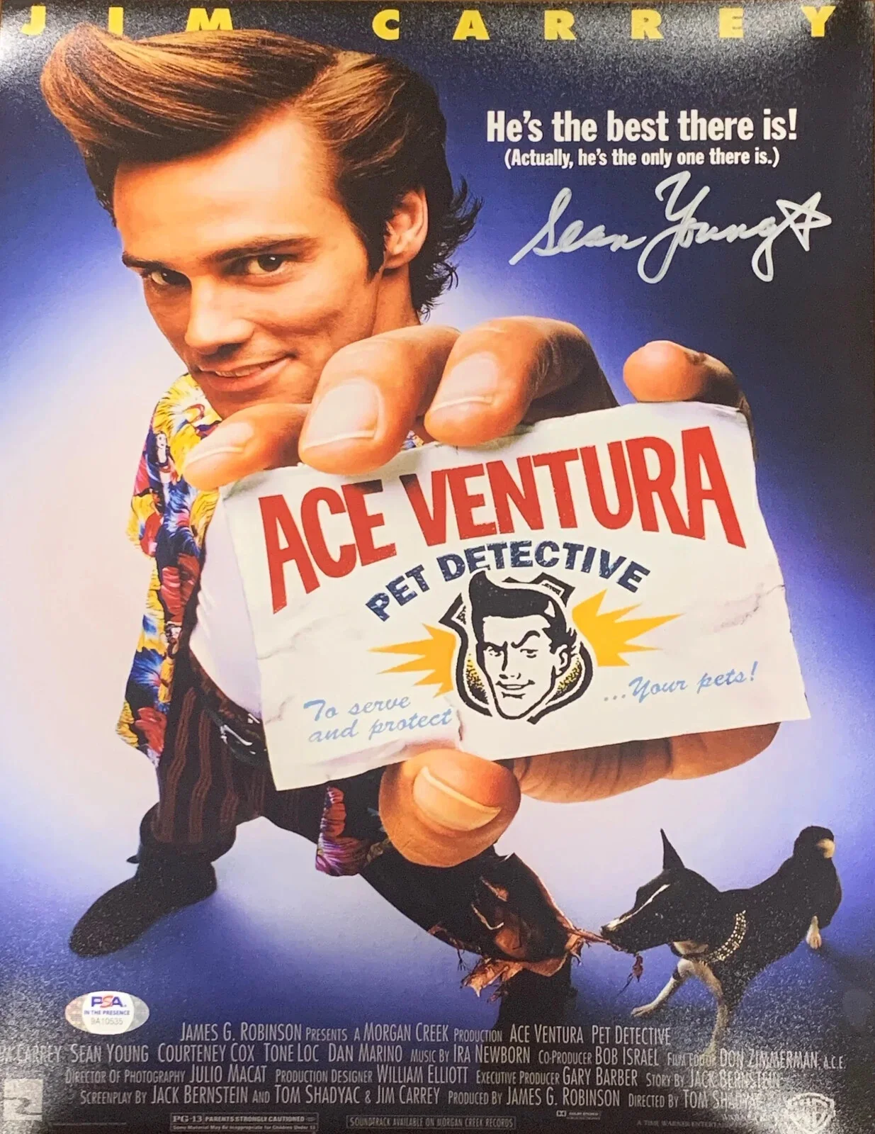 Sean Young / Lt. Lois Einhorn / Ray Finkle — Sean Young Signed Laces Out Jersey Insc "Ray Finkle" (JSA) Ace Ventura/ Dolphins, image 5