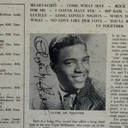 Clyde McPhatter - Signed Love Ballads Vinyl Cover w/ Record, изображение 2