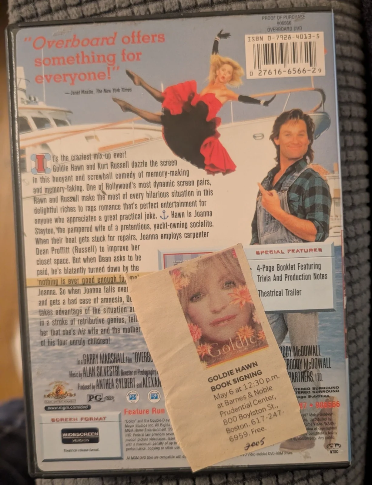 Goldie Hawn — GOLDIE HAWN signed autograph OVERBOARD dvd cover, image 4