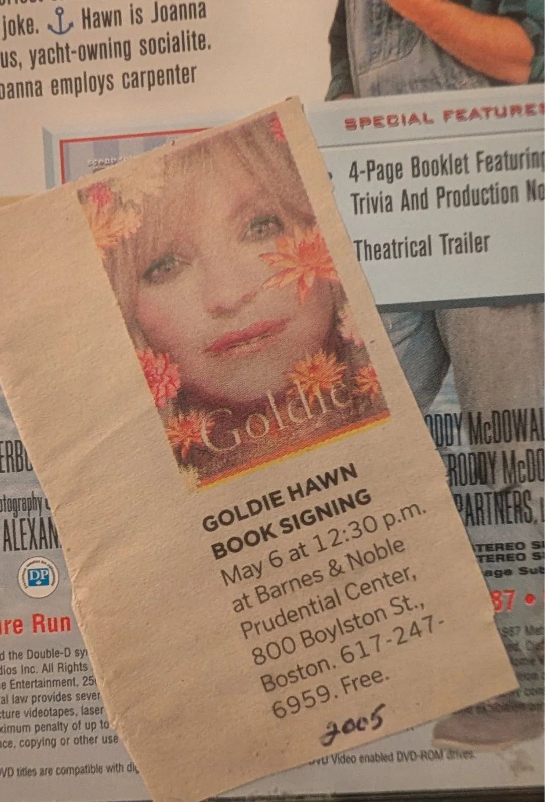 Goldie Hawn — GOLDIE HAWN signed autograph OVERBOARD dvd cover, image 5