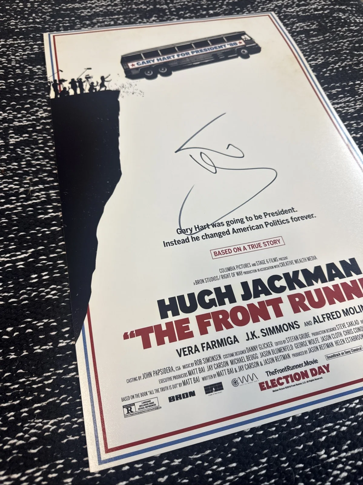 Hugh Jackman — Hugh Jackman Signed Autograph "THE FRONT RUNNER" Movie Poster 11x17 Photo w/COA, image 2