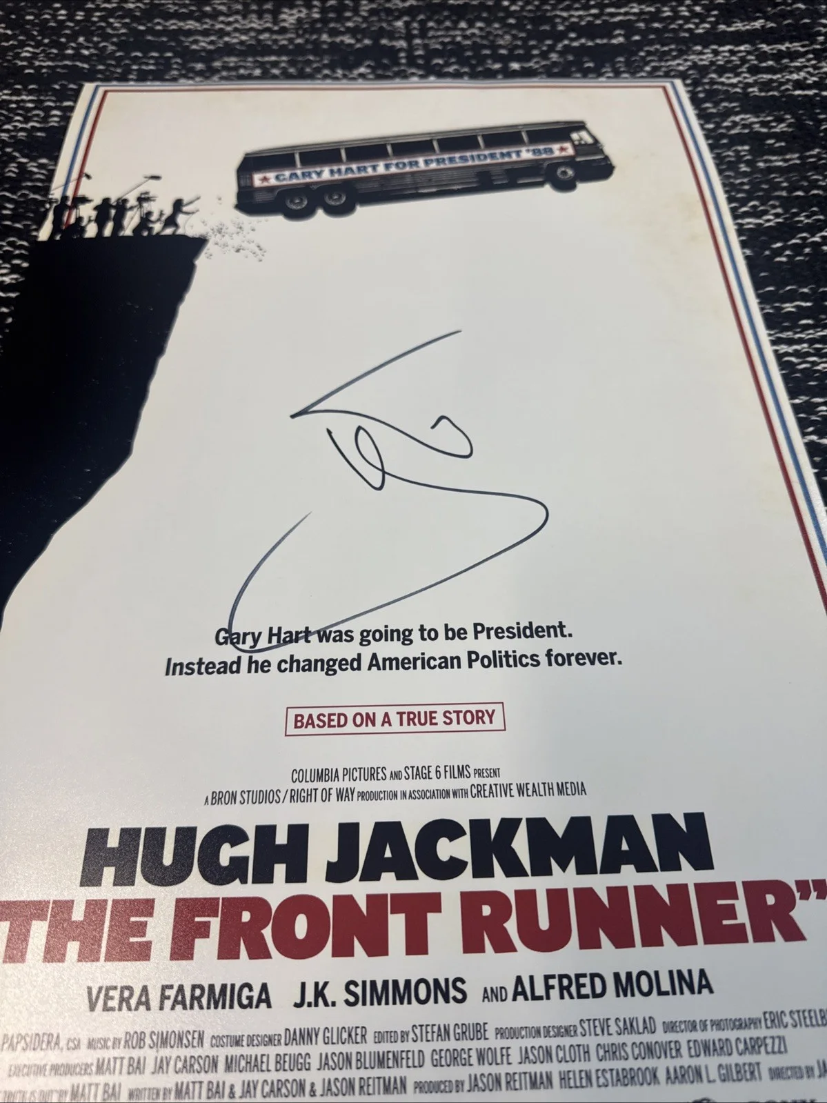 Hugh Jackman — Hugh Jackman Signed Autograph "THE FRONT RUNNER" Movie Poster 11x17 Photo w/COA, image 4