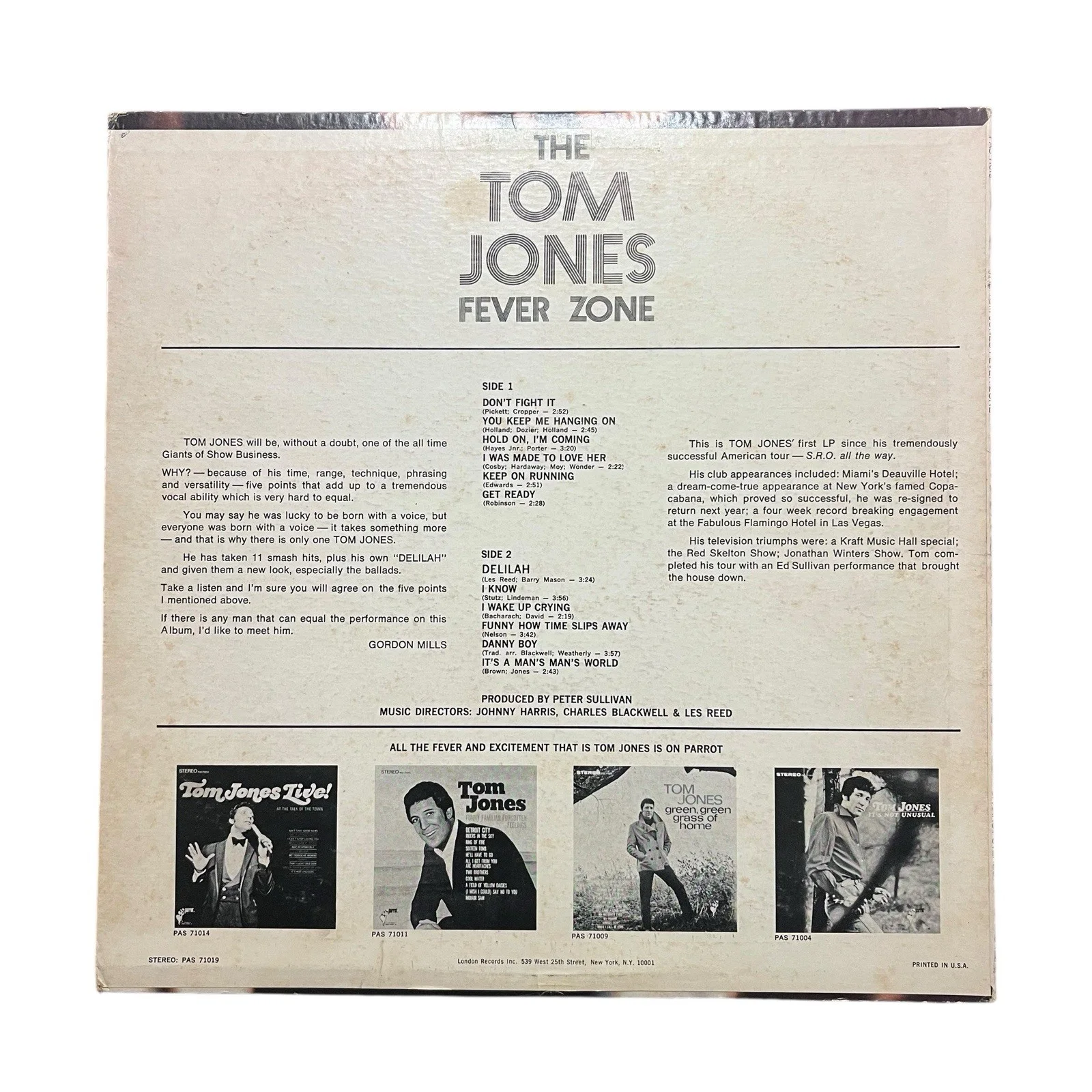 Tom Jones Signed Autographed The Tom Jones Fever Zone Vinyl Album, изображение 3