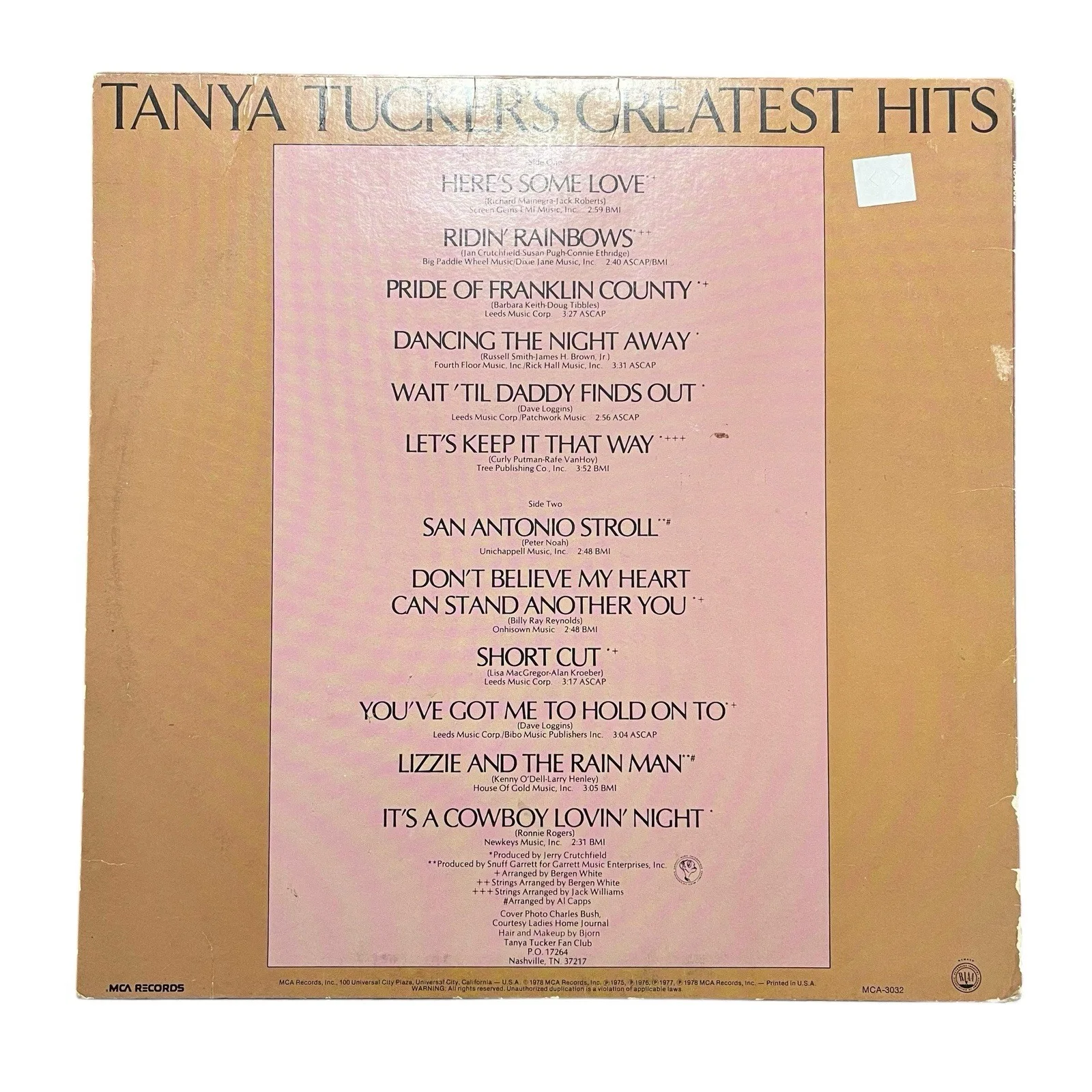 Tanya Tucker Signed Autographed Greatest Hits Vinyl Album, image 3