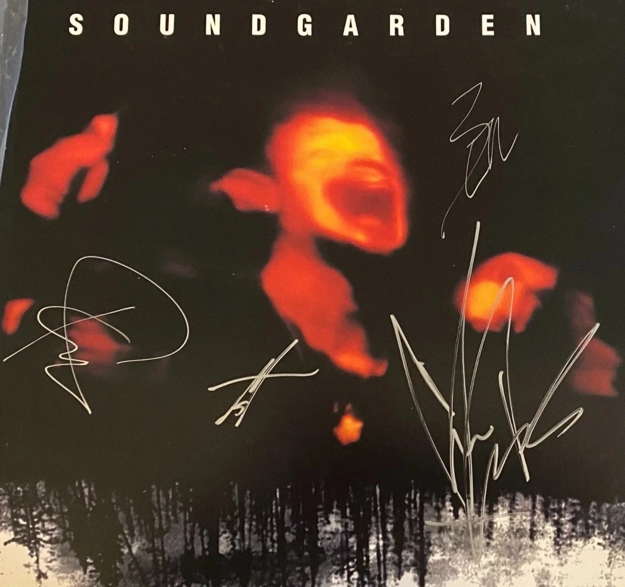Soundgarden signed Album Superunknown LP Chris Cornell group auto First Press, image 2