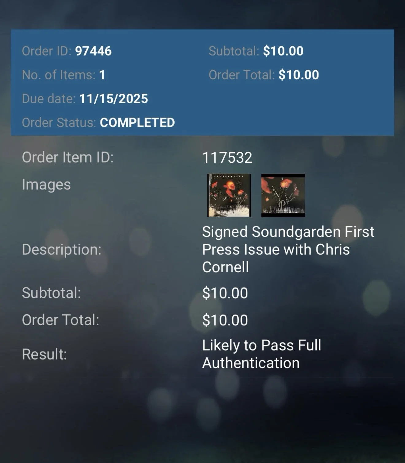Soundgarden signed Album Superunknown LP Chris Cornell group auto First Press, image 4