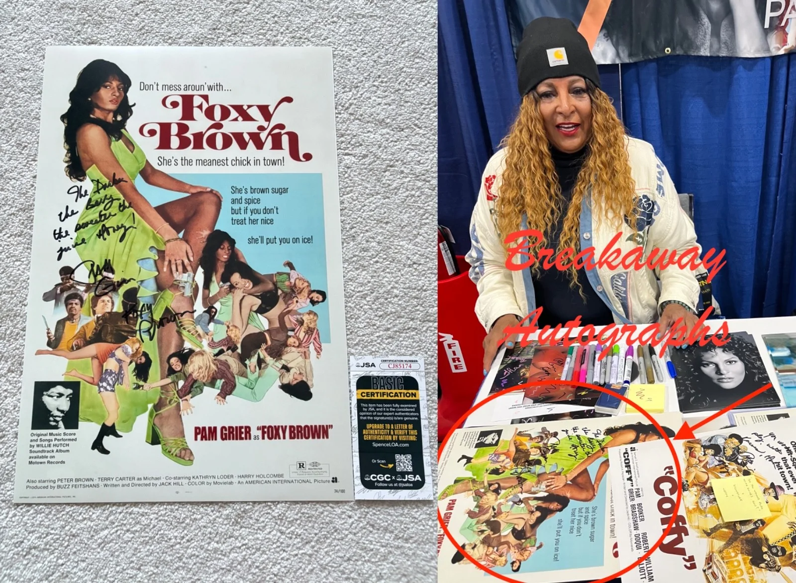 Pam Grier — Pam Grier signed photo 12X18 exact proof JSA COA autographed Foxy