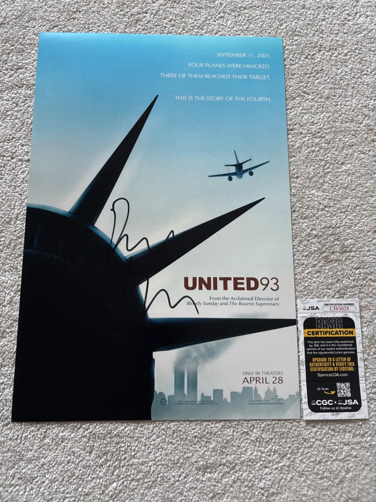 Paul Greengrass — Paul Greengrass signed photo 12X18 exact proof JSA COA autographed United 93, image 2