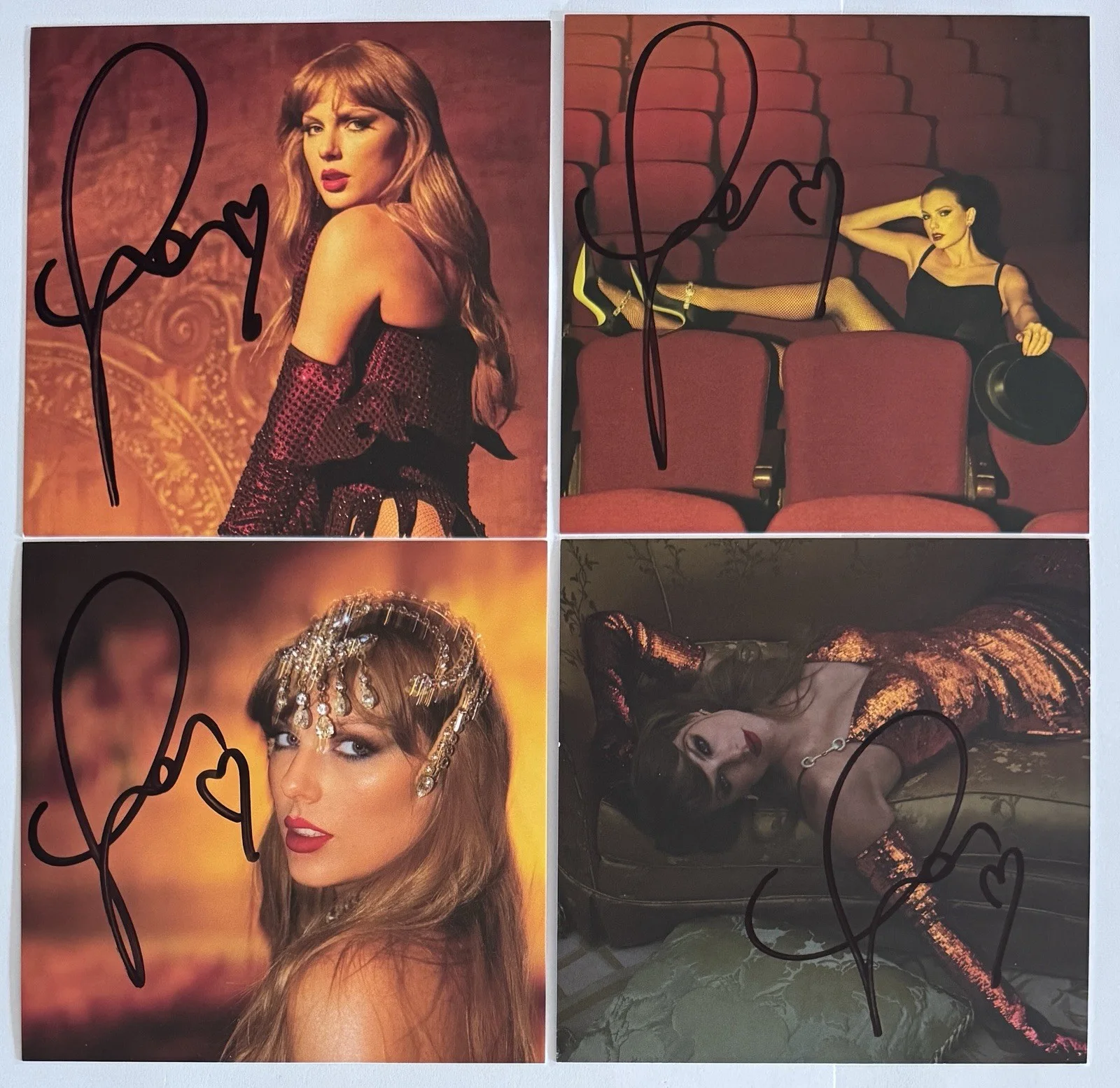 SIGNED TAYLOR SWIFT LIFE OF A SHOWGIRL PHOTO SET OF 4 & CD PSA DNA COA AUTOGRAPH, изображение 2