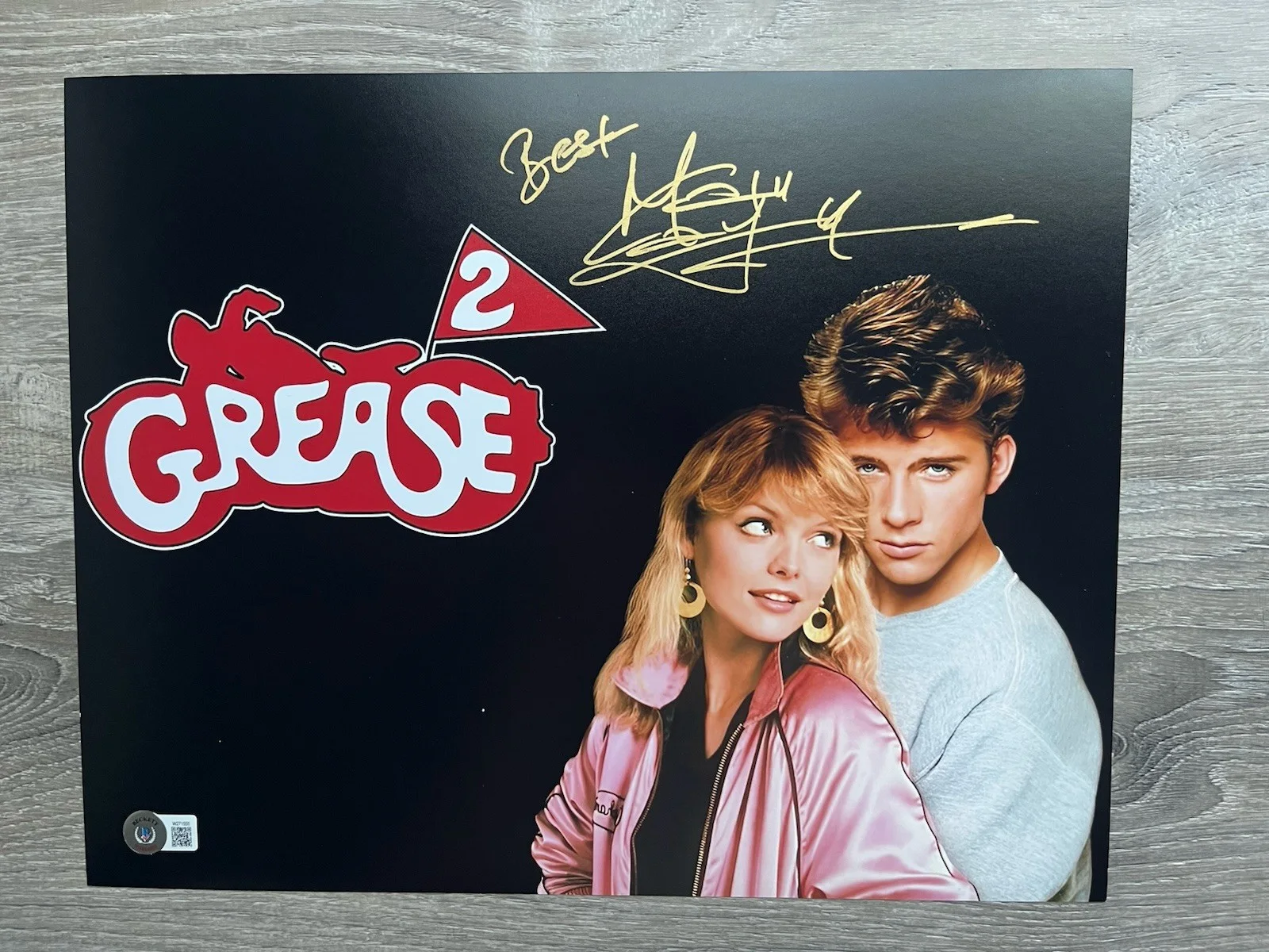 Maxwell Caulfield — Maxwell Caulfield Signed Michael Carrington 11x14 Photo Beckett COA Grease 2, изображение 2