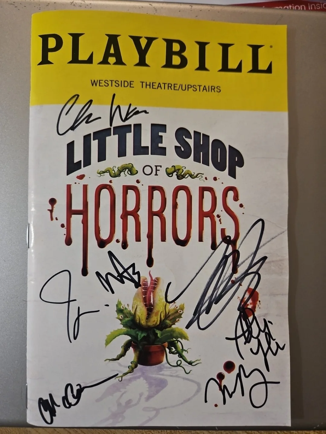 Cast — Little Shop Of Horrors Signed Playbill - Thomas Doherty, Madeline Brewer ³