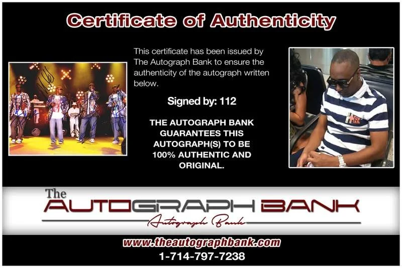 112 — 112 authentic signed rap 8x10 photo W/Certificate Autographed (A00553), image 2