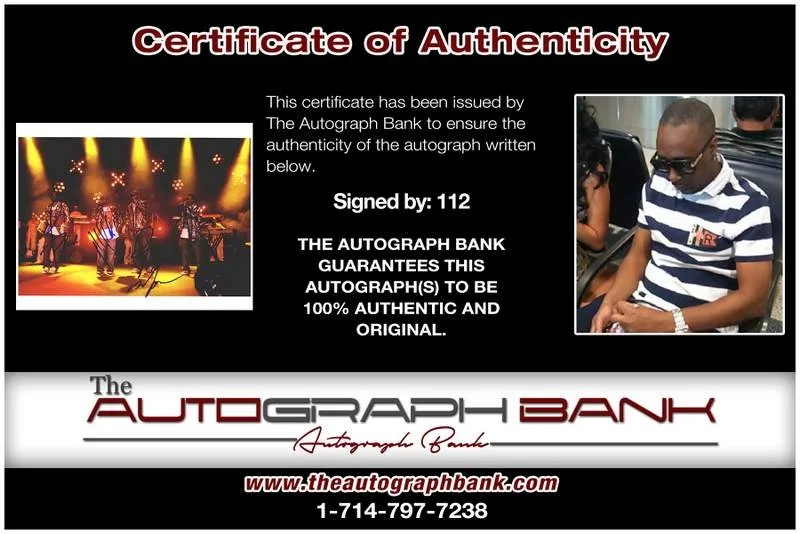 112 — 112 authentic signed rap 8x10 photo W/Certificate Autographed (A00554), image 2