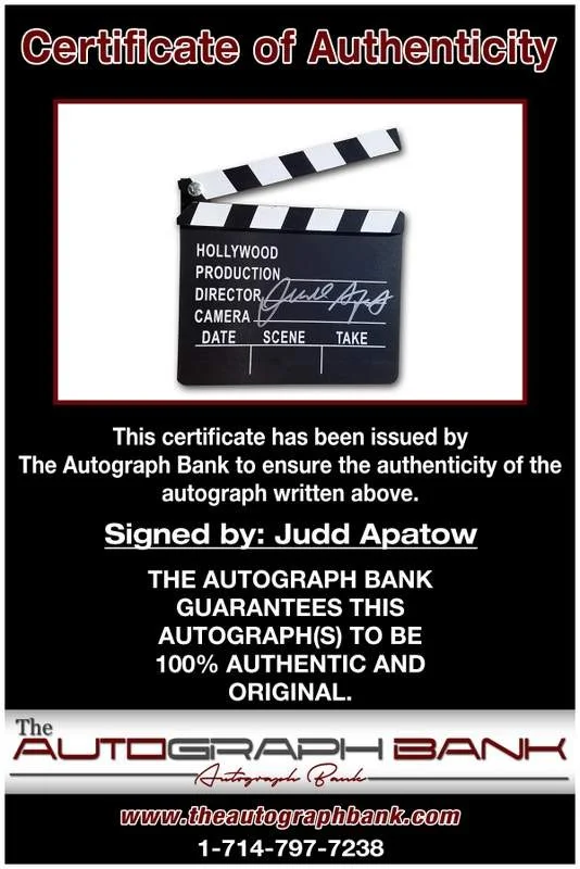 Judd Apatow — Judd Apatow authentic signed celebrity Directors Clapper |Cert Autographed A0013, image 2
