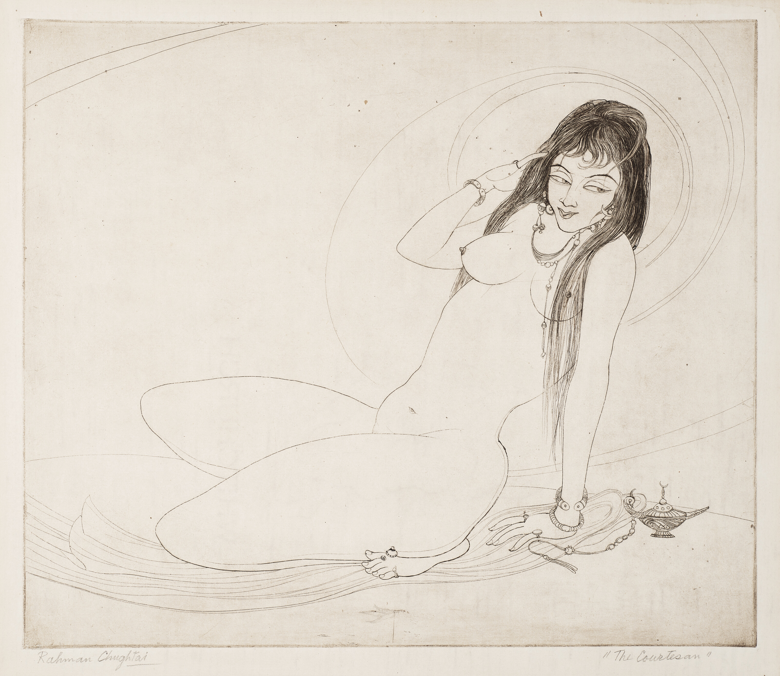Abdur Rahman Chughtai — Куртизанка; Перед занавесом, изображение 2