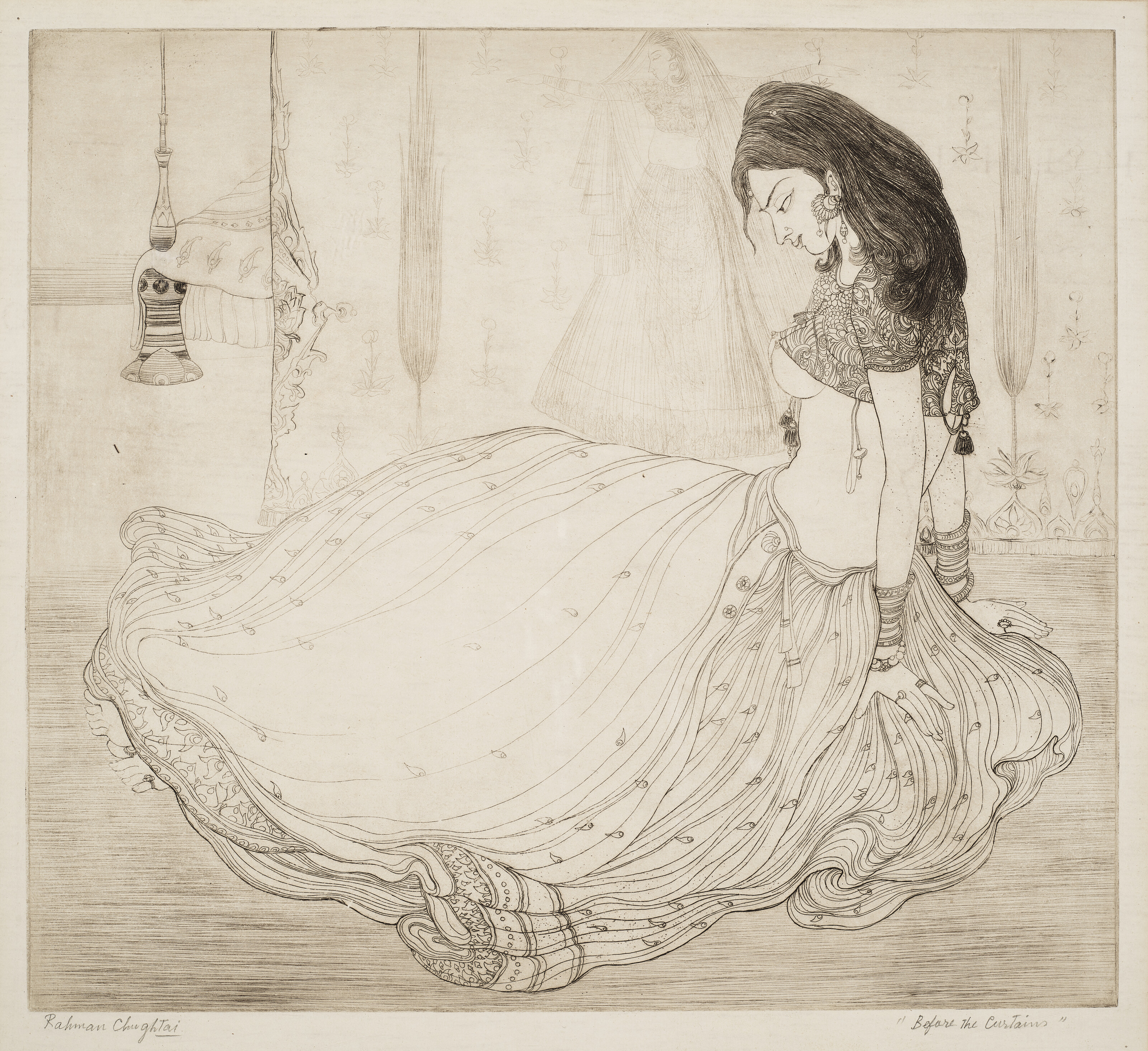 Abdur Rahman Chughtai — Куртизанка; Перед занавесом, изображение 3