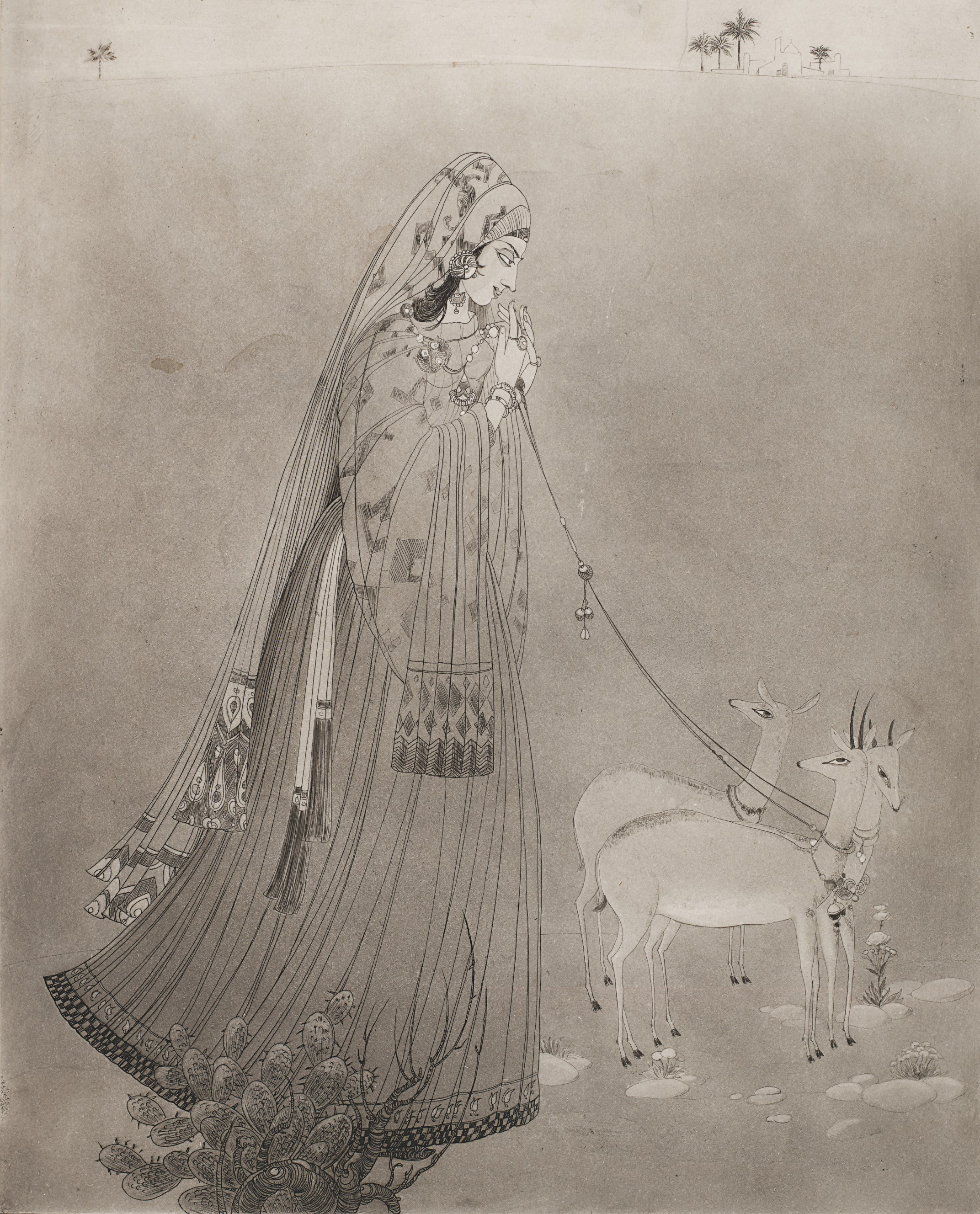 Abdur Rahman Chughtai — Без названия (Лайла с оленем)