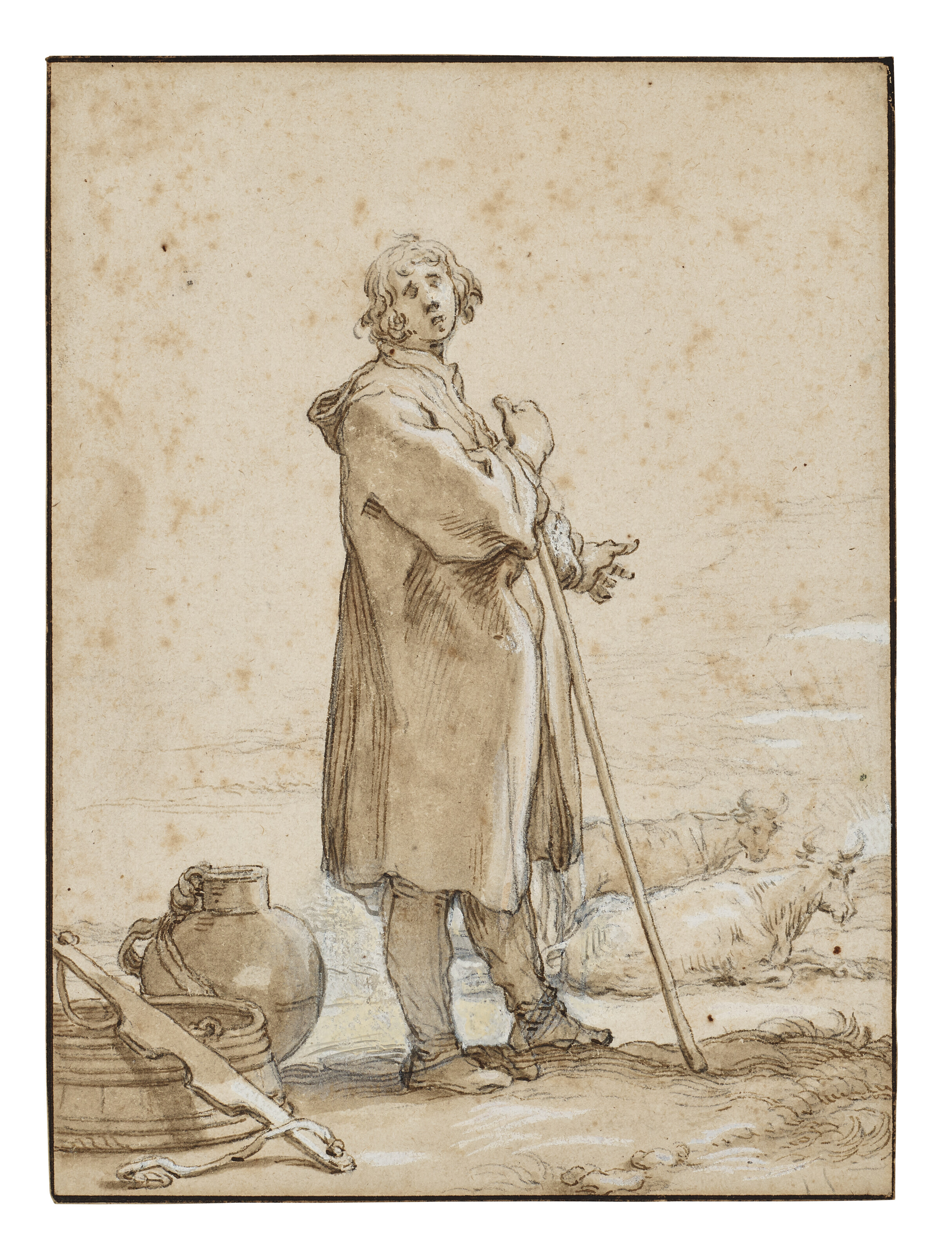 Abraham Bloemaert — Пастух у маслобойки указывает на двух коров