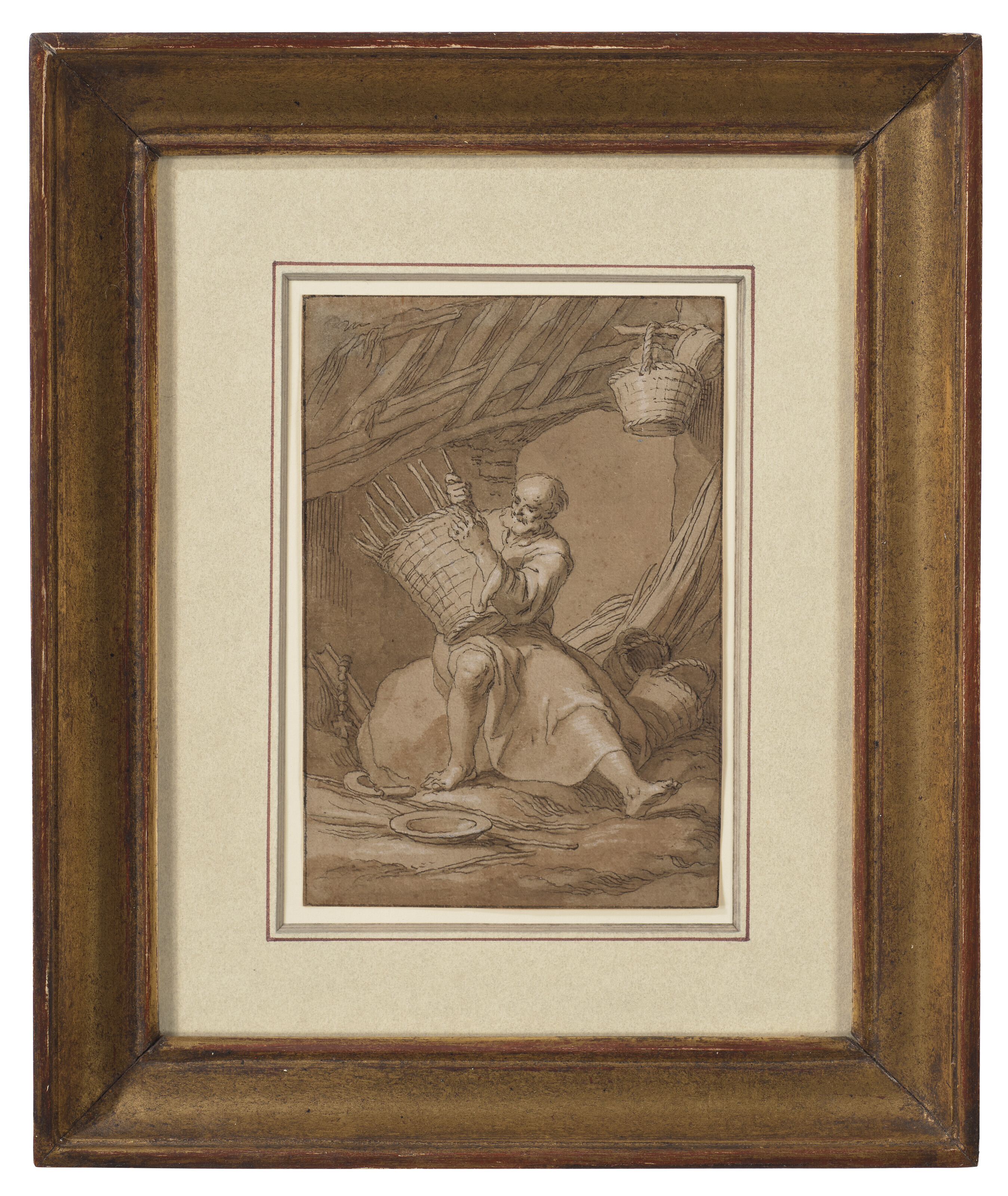 Abraham Bloemaert — Святой Арсений Великий (Скитский) в своей келье, размахивая корзиной, изображение 2