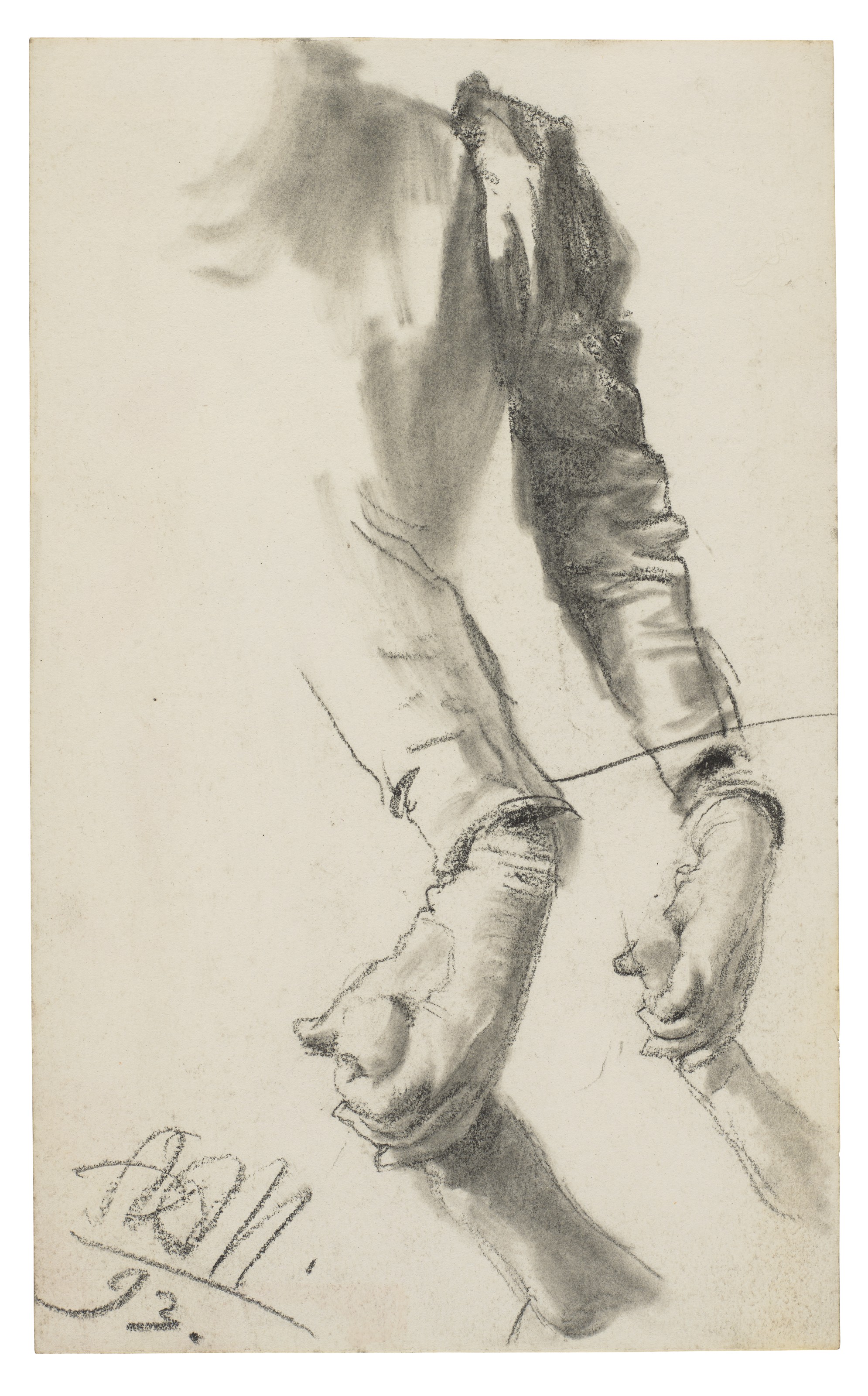 Adolph von Menzel — Два снимка левой руки женщины, держащей за руку ребенка