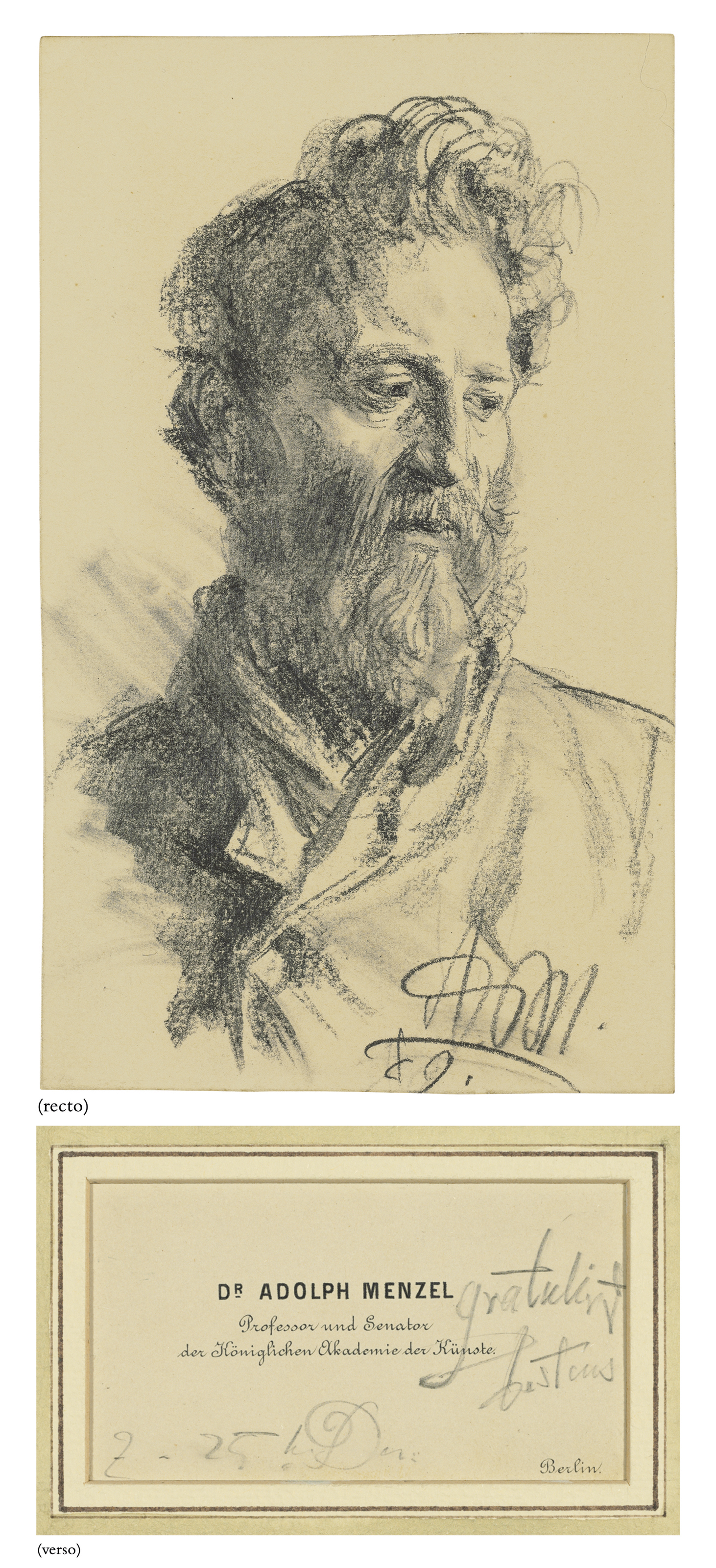 Adolph von Menzel — Голова и плечи бородатого мужчины