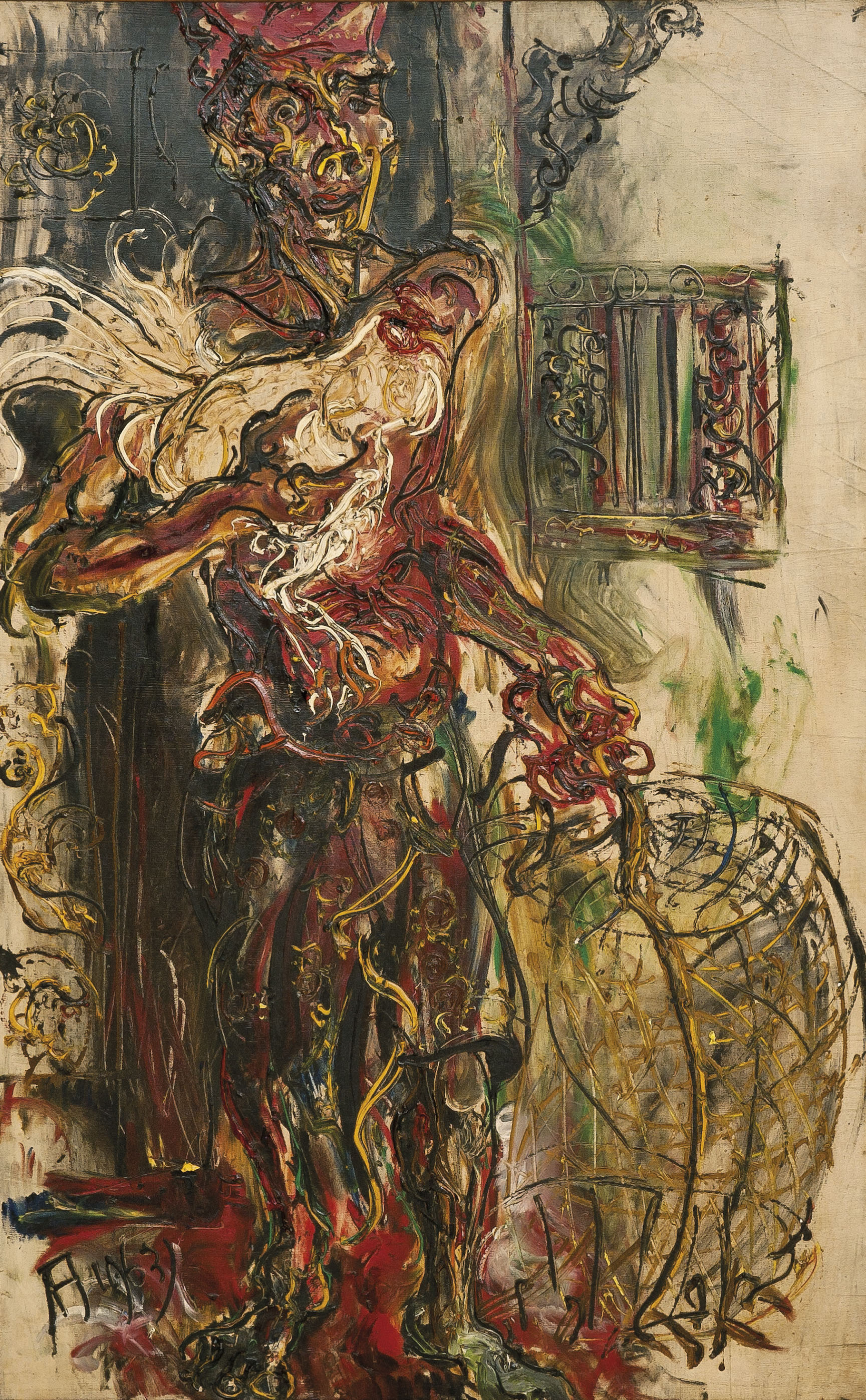 Affandi — Айам Джаго (Мужчина с бойцовым петухом)