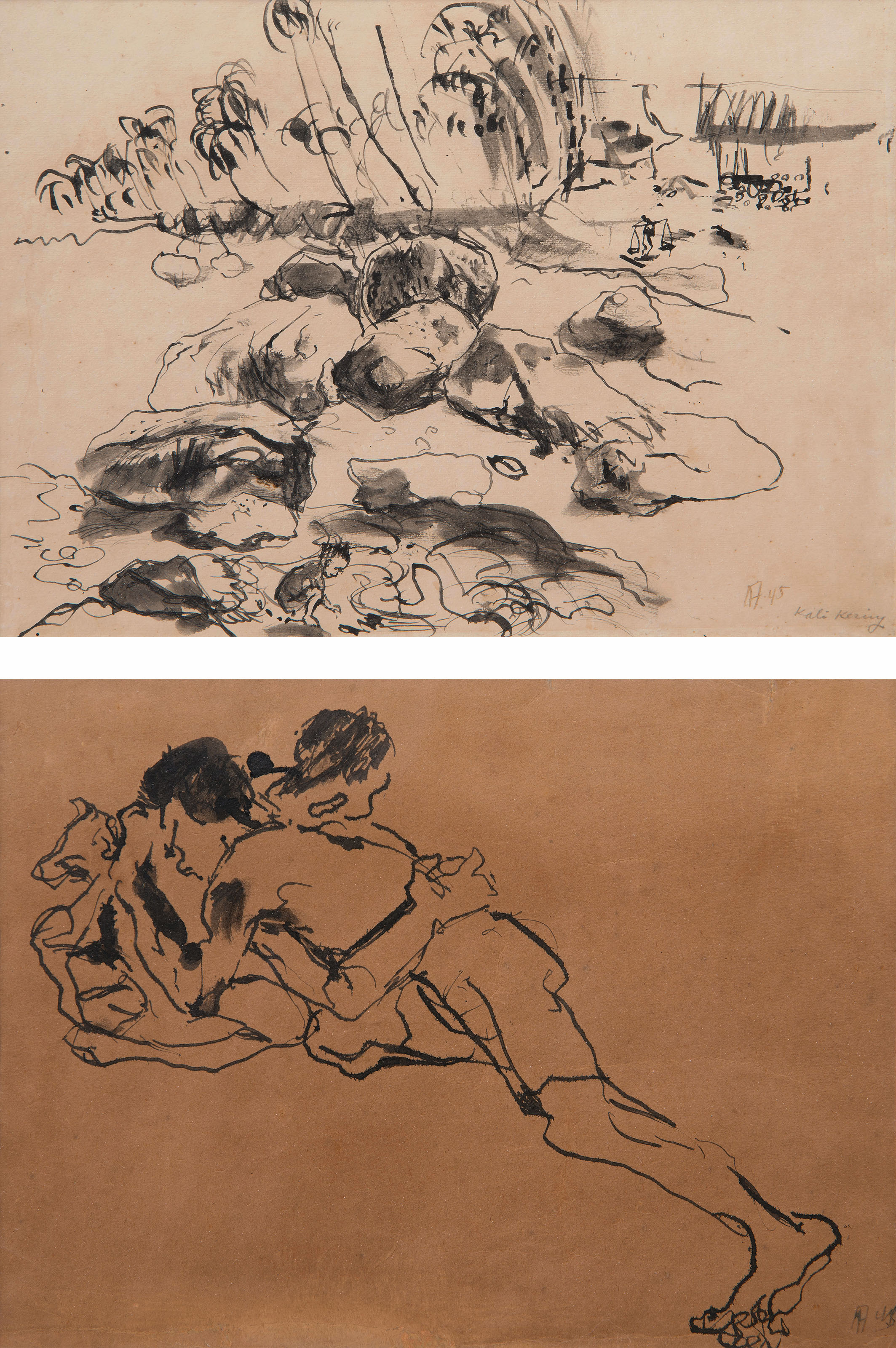 Affandi — МОРСКОЙ ПЕЙЗАЖ И БОРЬБА