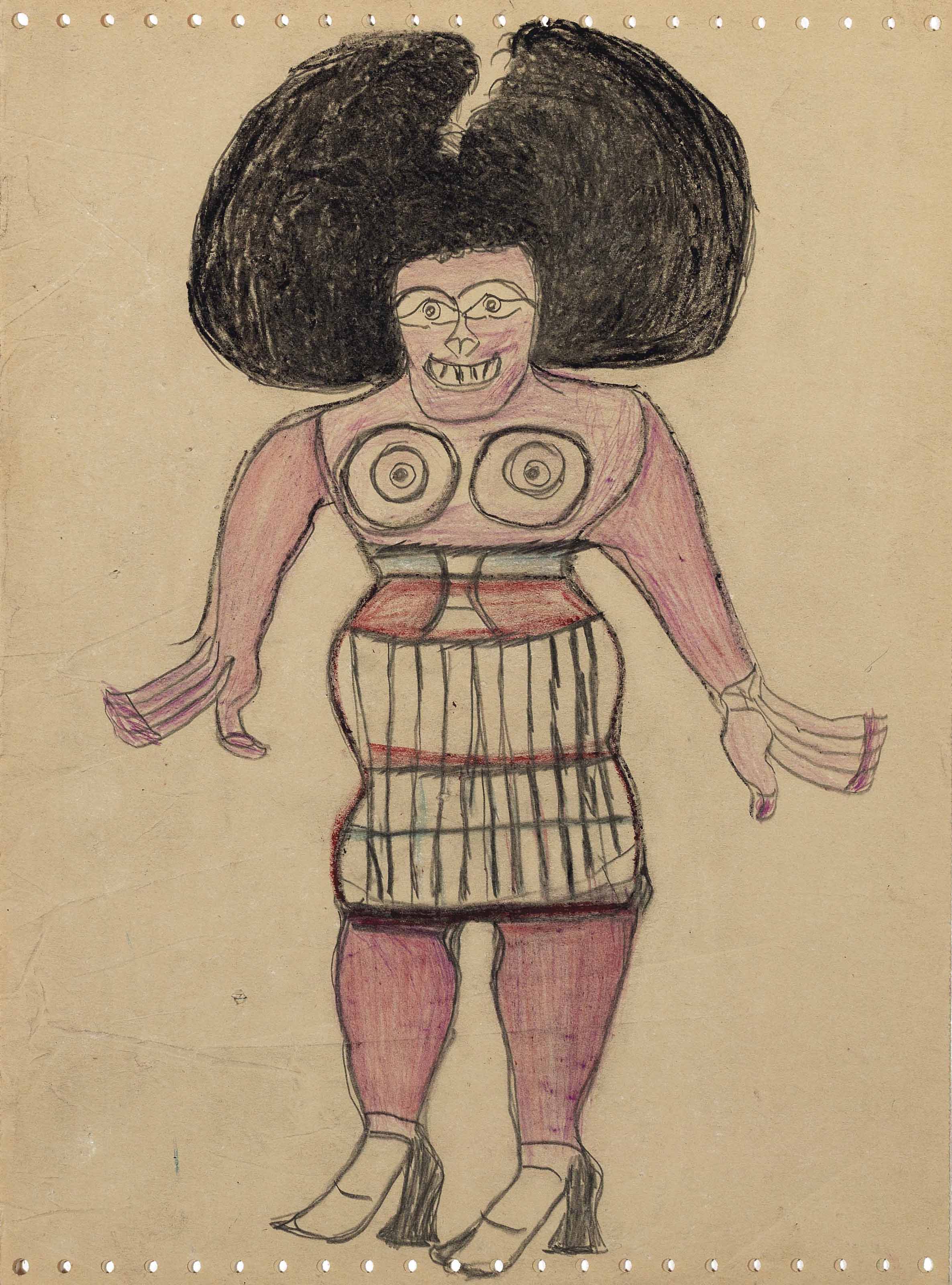 Afro — Женщина с африканским шлейфом, двусторонняя, 1980-е