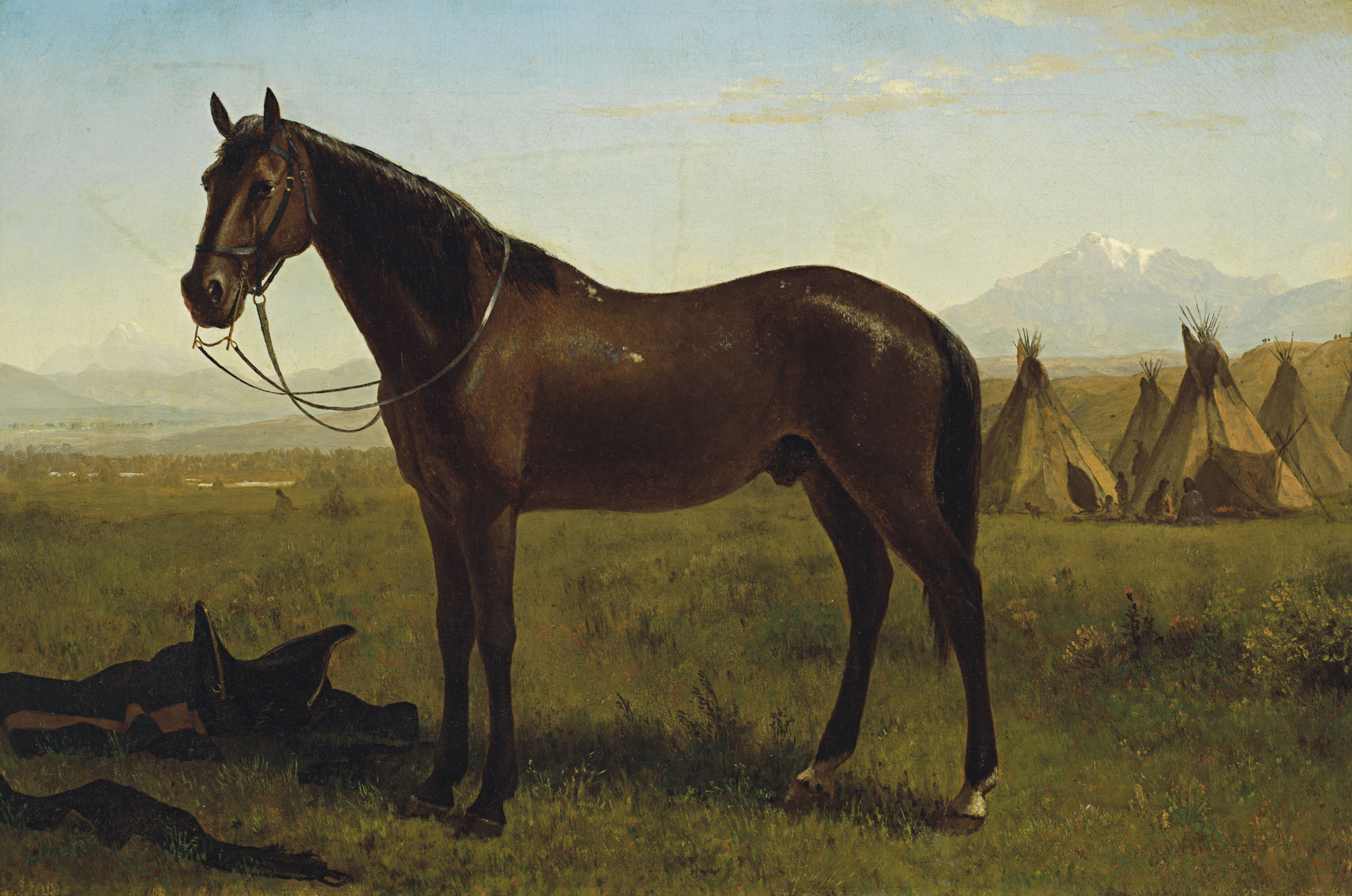 Albert Bierstadt — Лошадь в индейском лагере