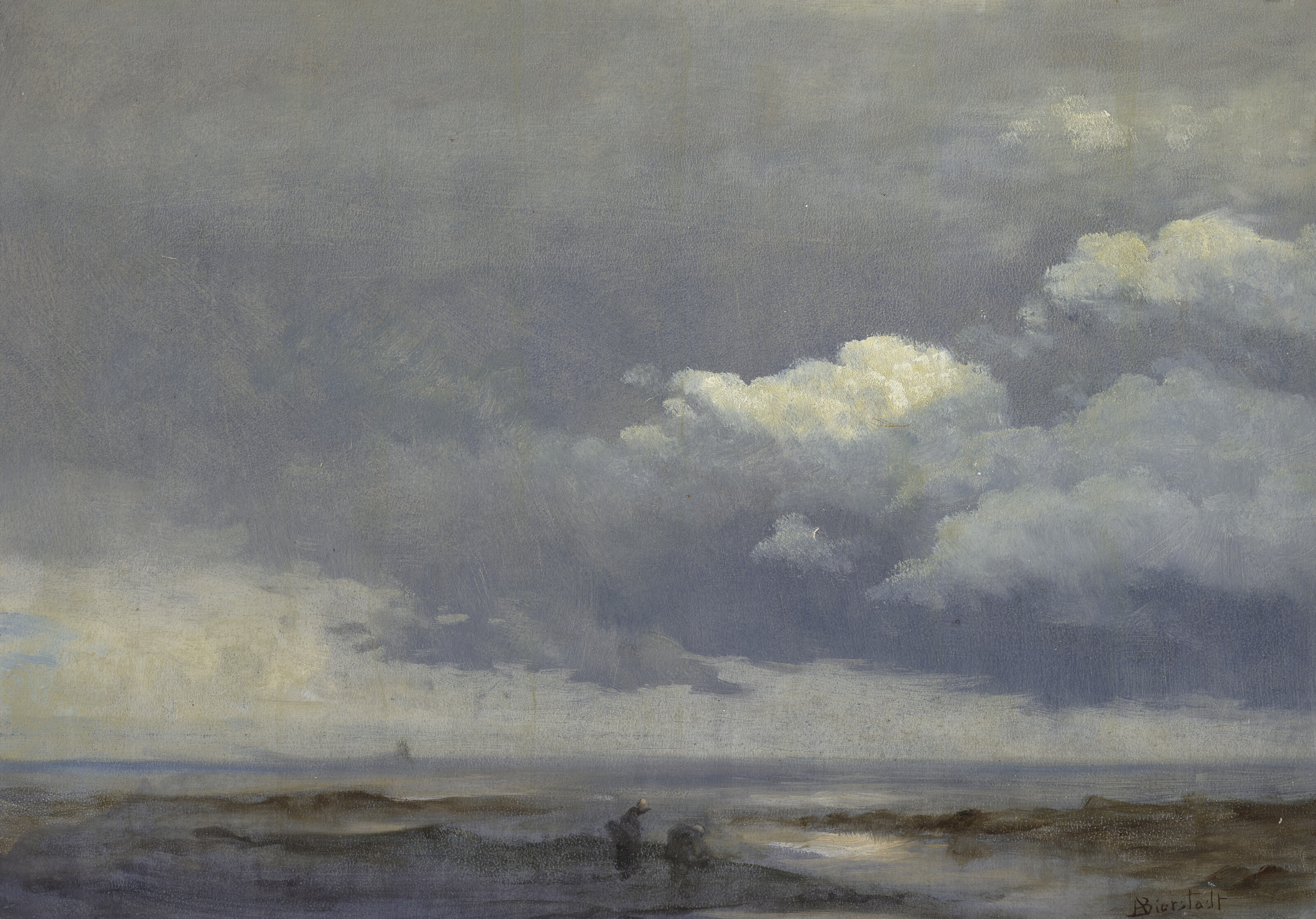 Albert Bierstadt — Облачный этюд с двумя фигурами