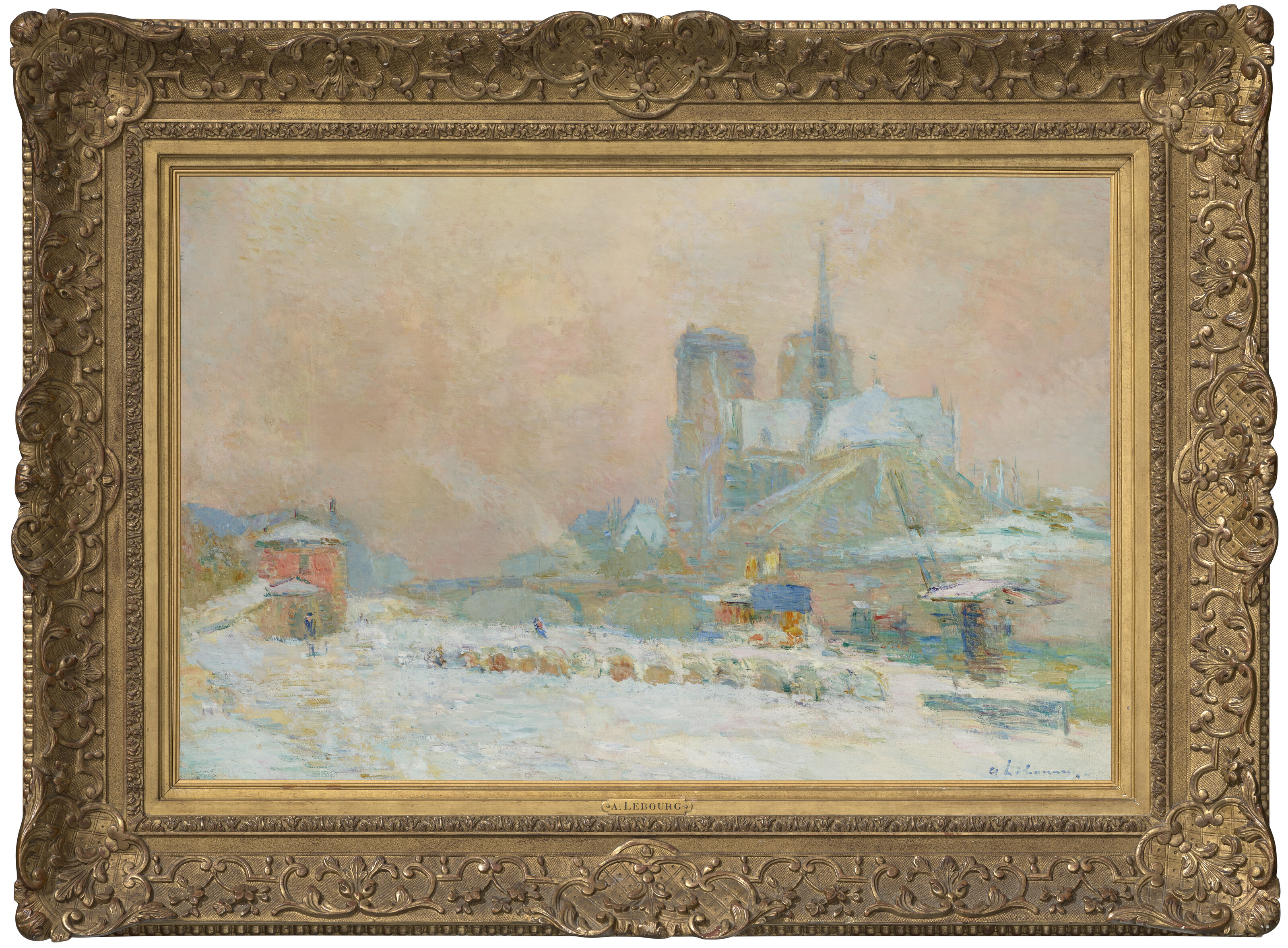 Albert Lebourg — Собор Парижской Богоматери, улица на набережной Турнель, эффект ночи, изображение 3