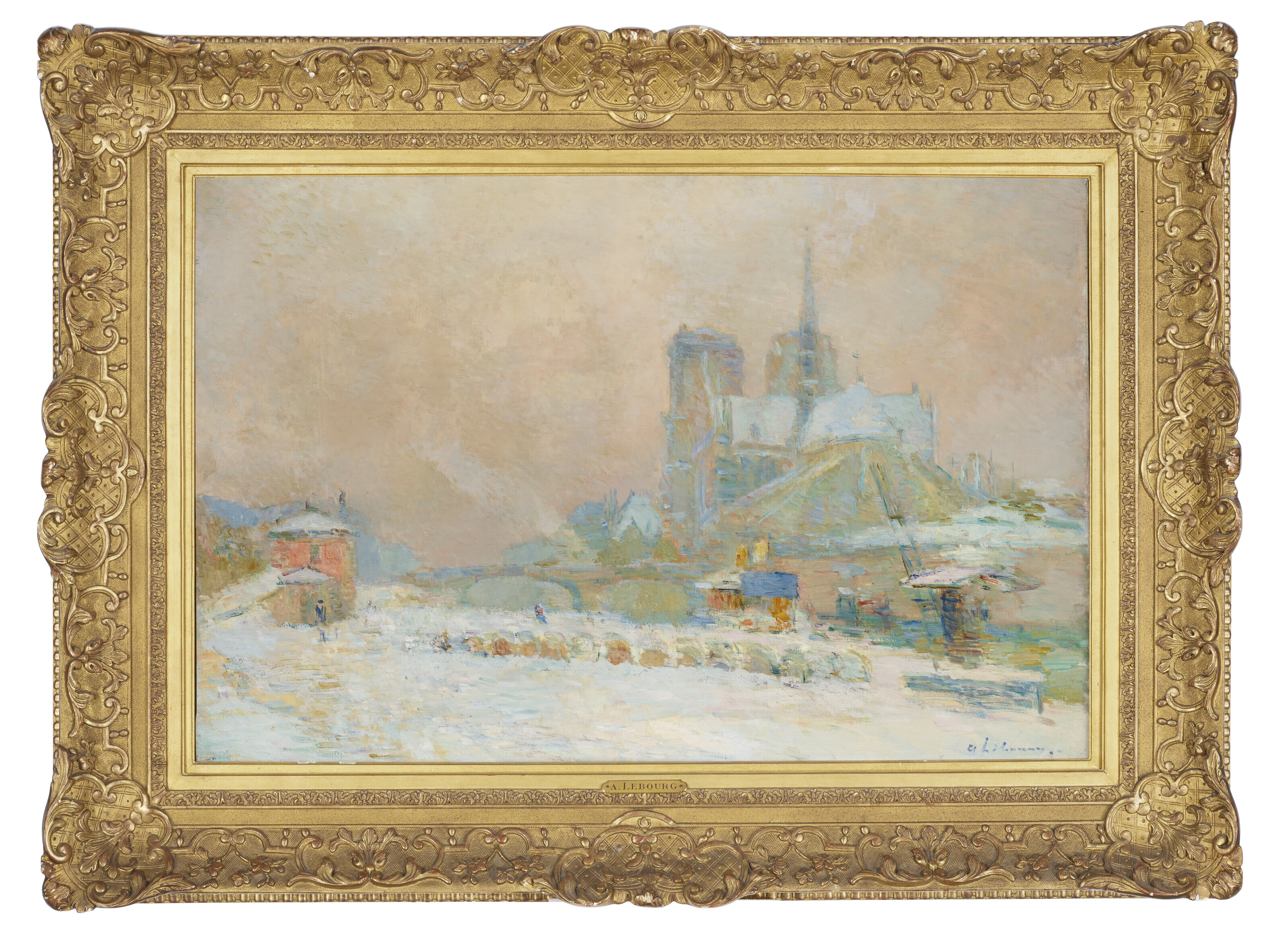 Albert Lebourg — Собор Парижской Богоматери, улица на набережной Турнель, эффект ночи, изображение 2