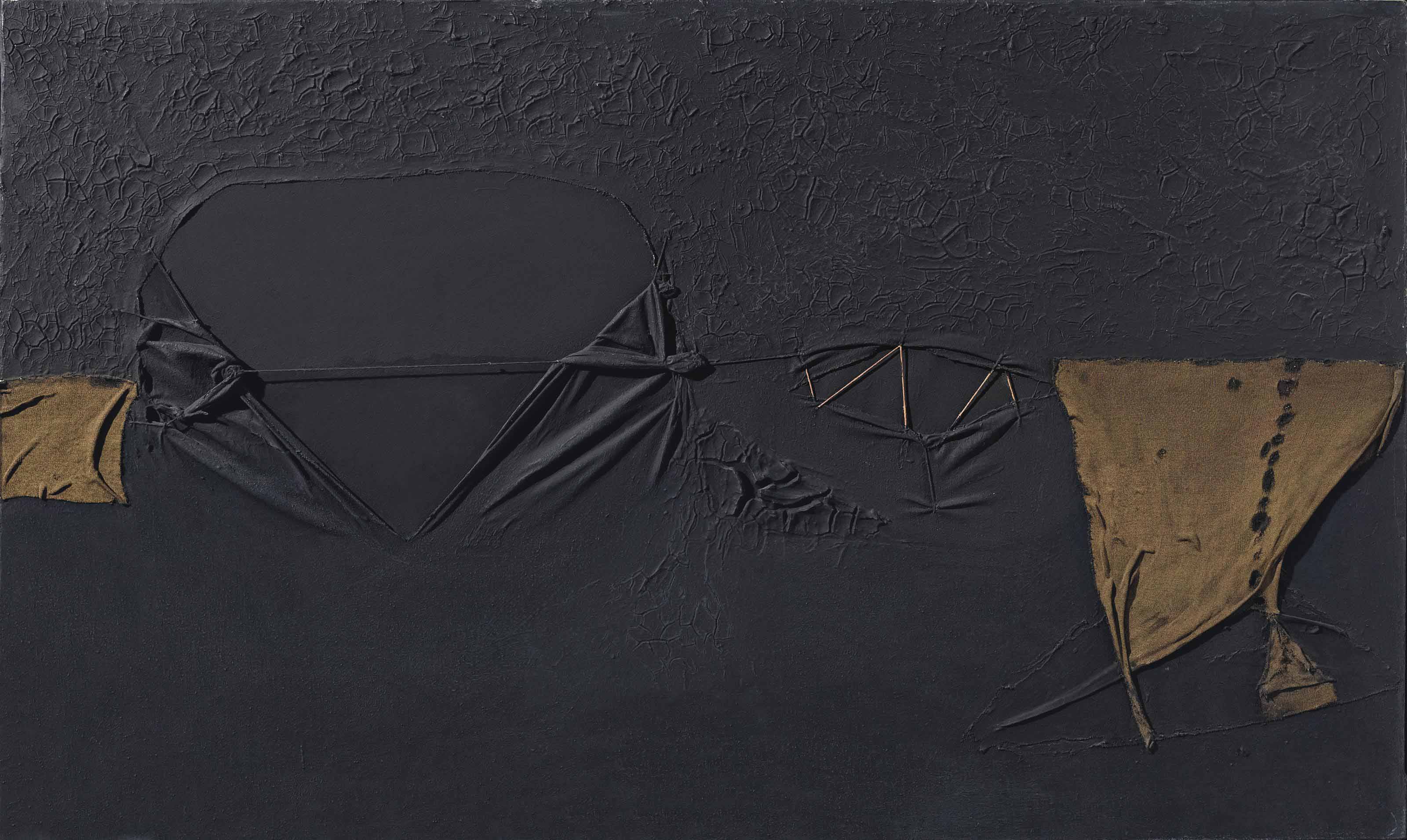 Alberto Burri — Nero con punti rossi (черный с красными точками)